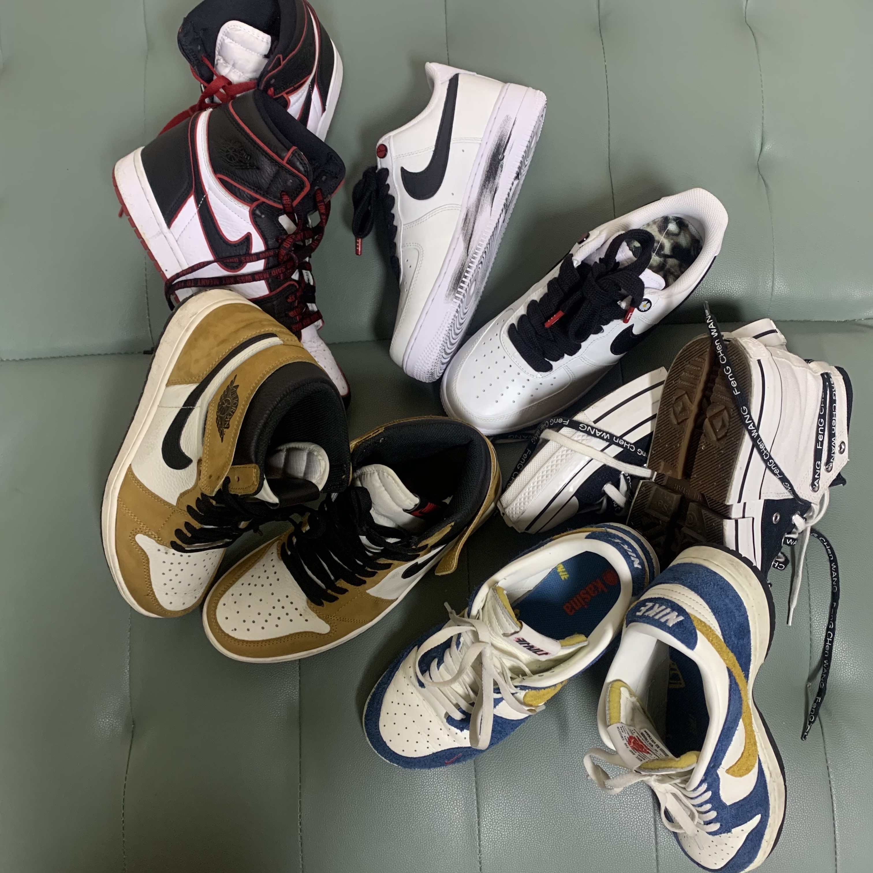 Nike x Peaceminusone Air Force 1 Low Para-Noise 2.0, Jordan 1 Retro High Rookie of the Year 착용 스타일 - 2