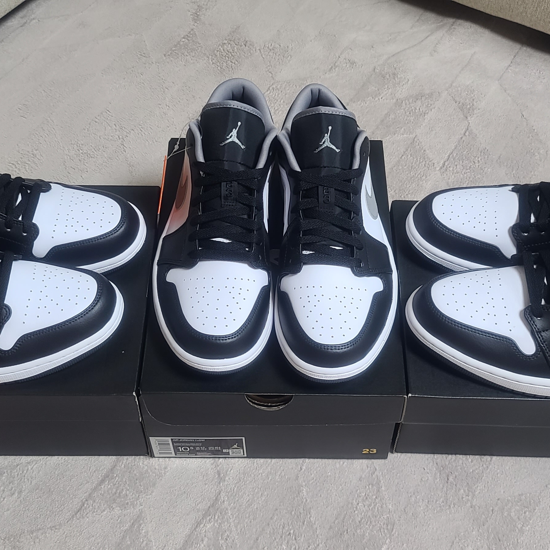 Jordan 1 Low Black Particle Grey 착용 스타일 - 1