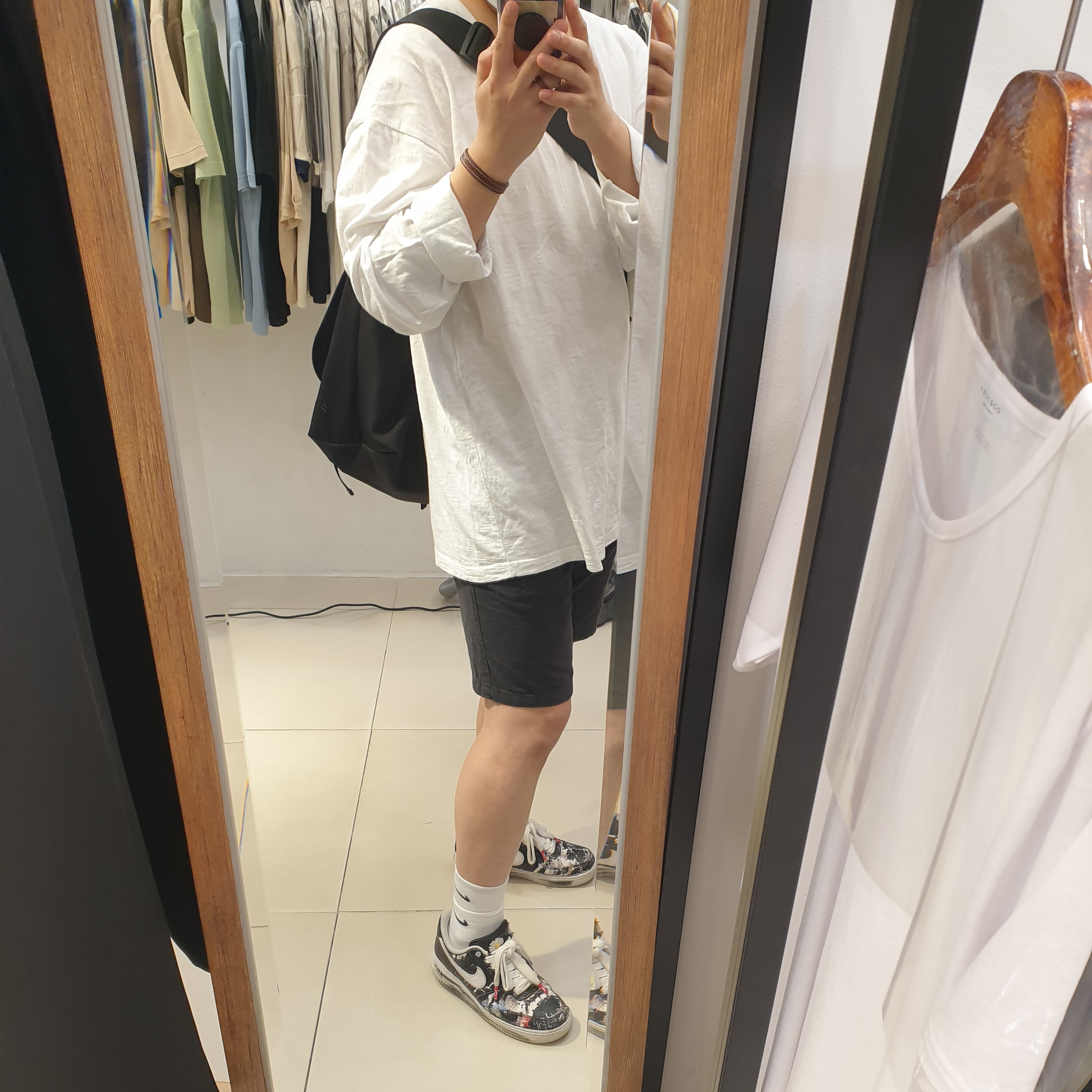 Nike x Peaceminusone Air Force 1 Low Para-Noise, Nike x Matthew M Williams NRG Socks White 착용 스타일