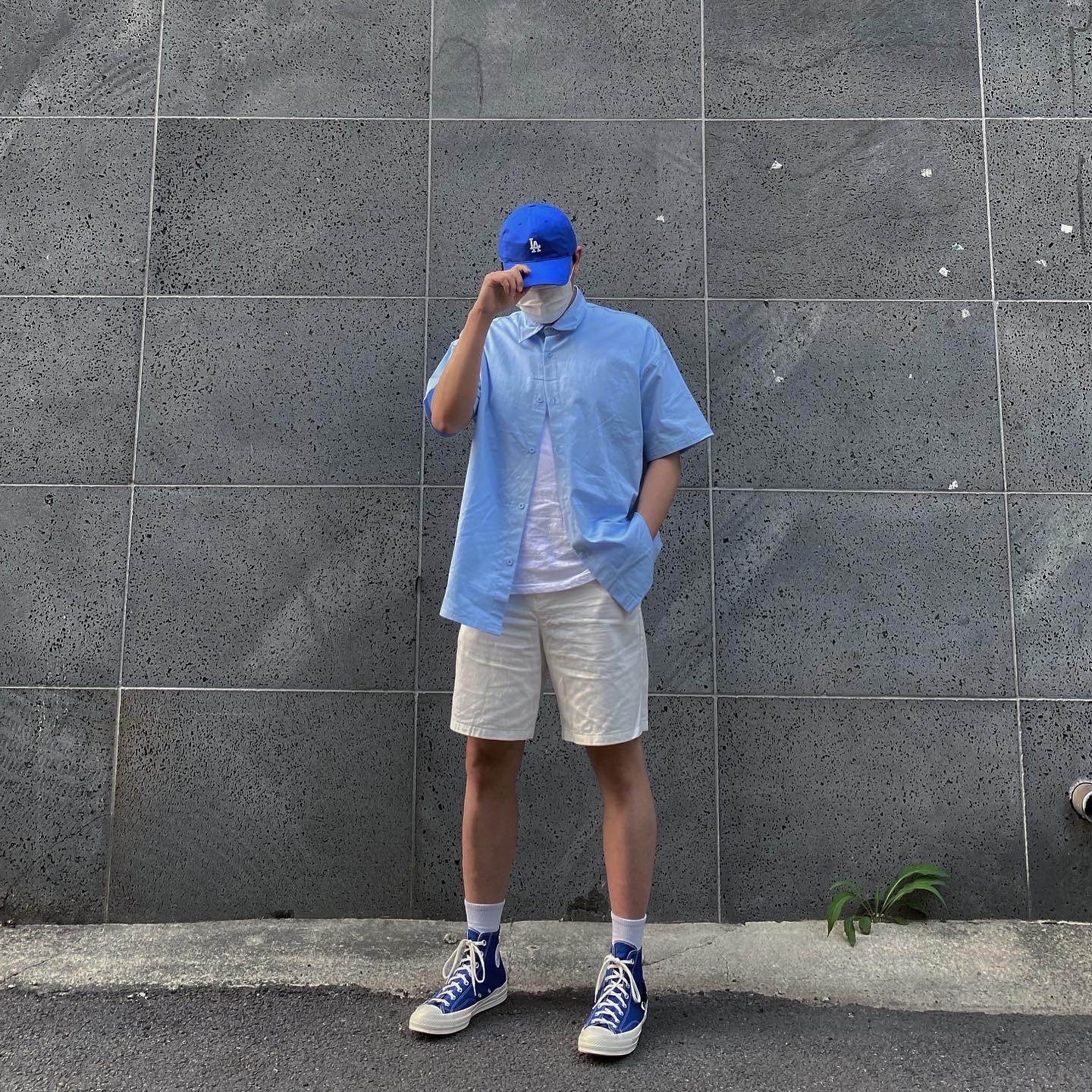 Converse x Play Comme des Garcons Chuck 70 Hi Blue Quartz 착용 스타일