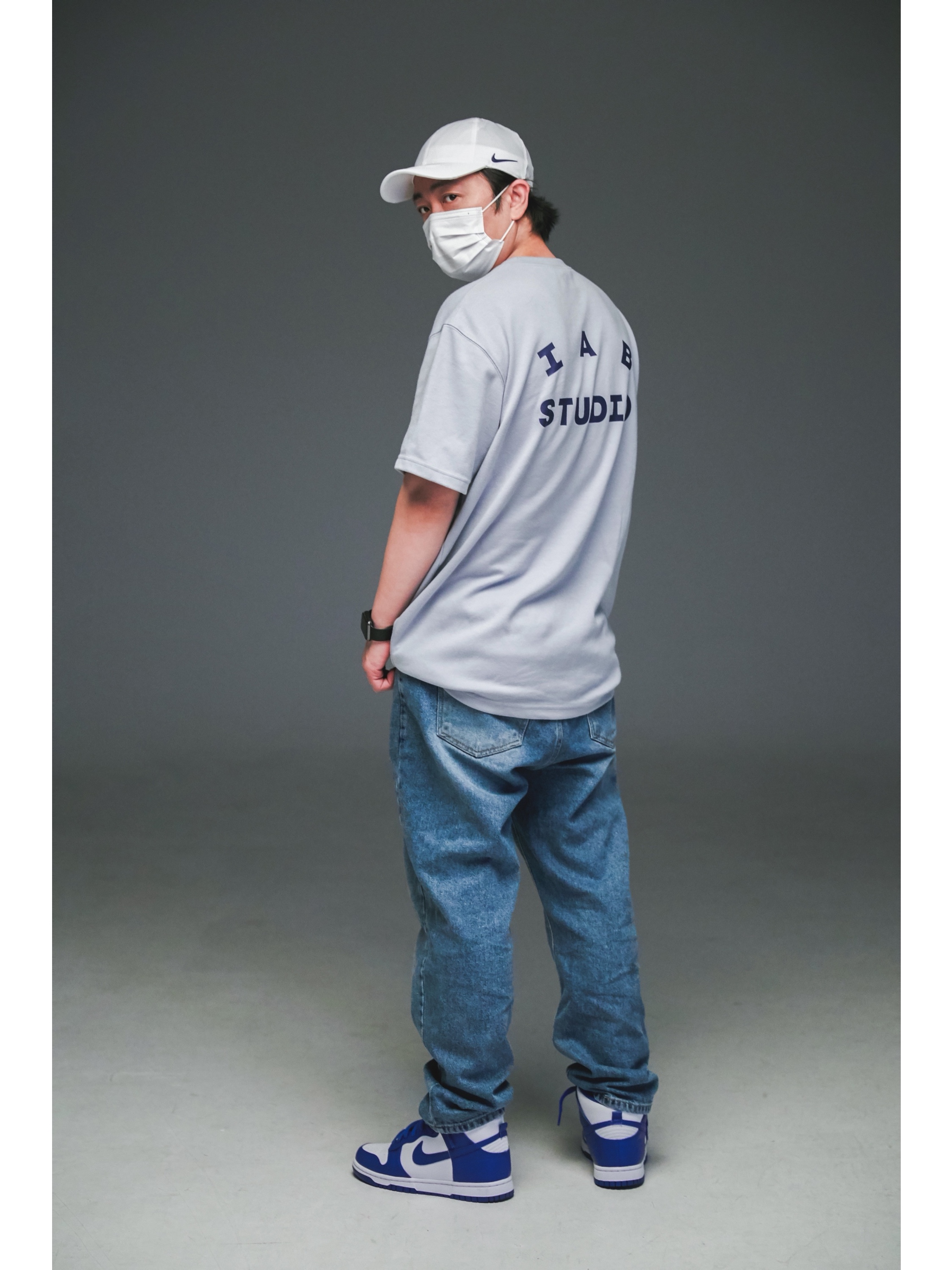 Nike Dunk High Retro Game Royal, IAB Studio T-Shirt Ash Blue - 21SS 착용 스타일