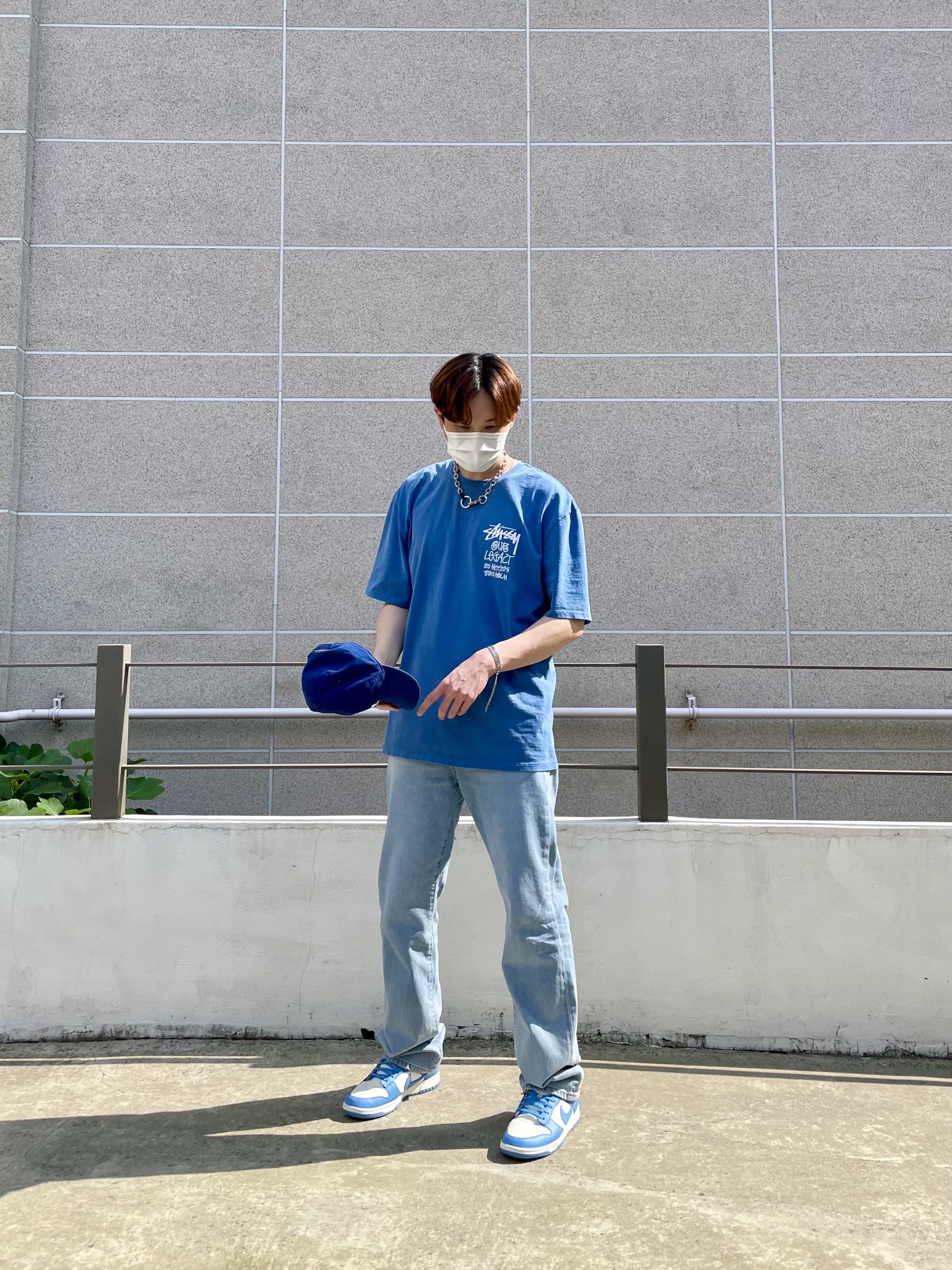 Stussy x Our Legacy Surfman T-Shirt Blue - 21SS, (W) Nike Dunk Low Coast 착용 스타일 - 2
