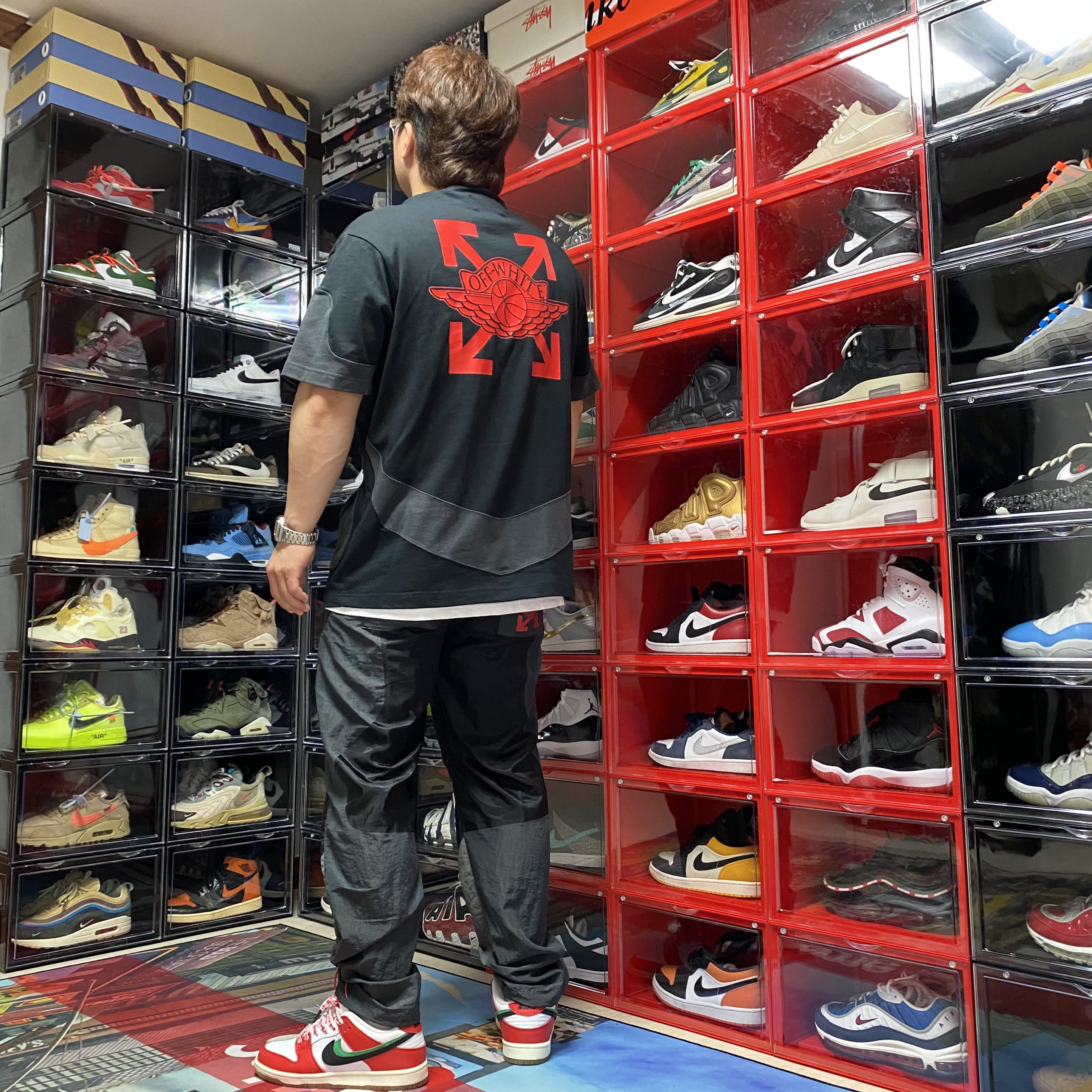 Jordan x Off-White T-Shirt Black - Asia, Nike x Frame Skate SB Dunk Low Pro Habibi 착용 스타일