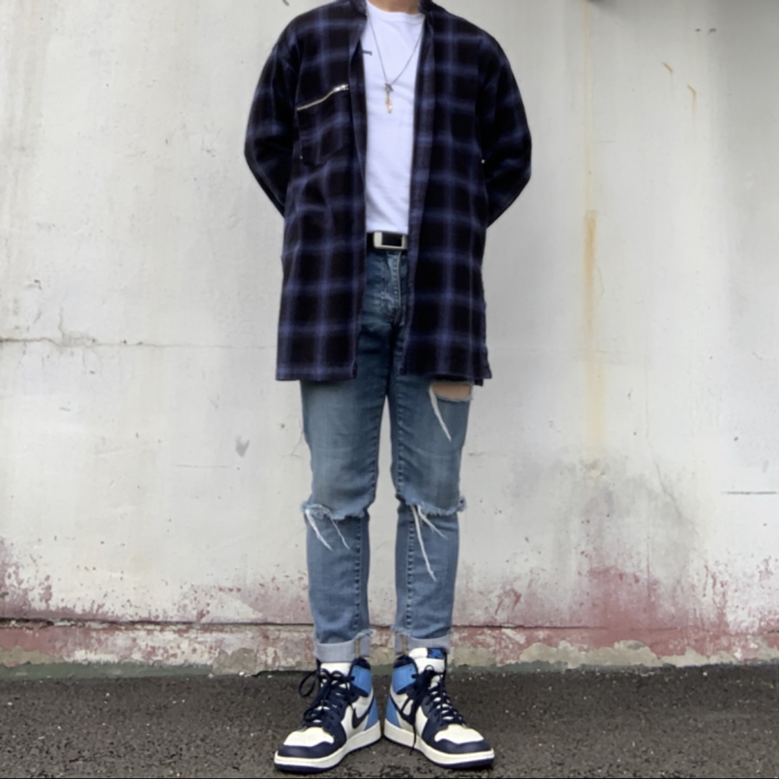 Jordan 1 Retro High Obsidian UNC 착용 스타일 - 1