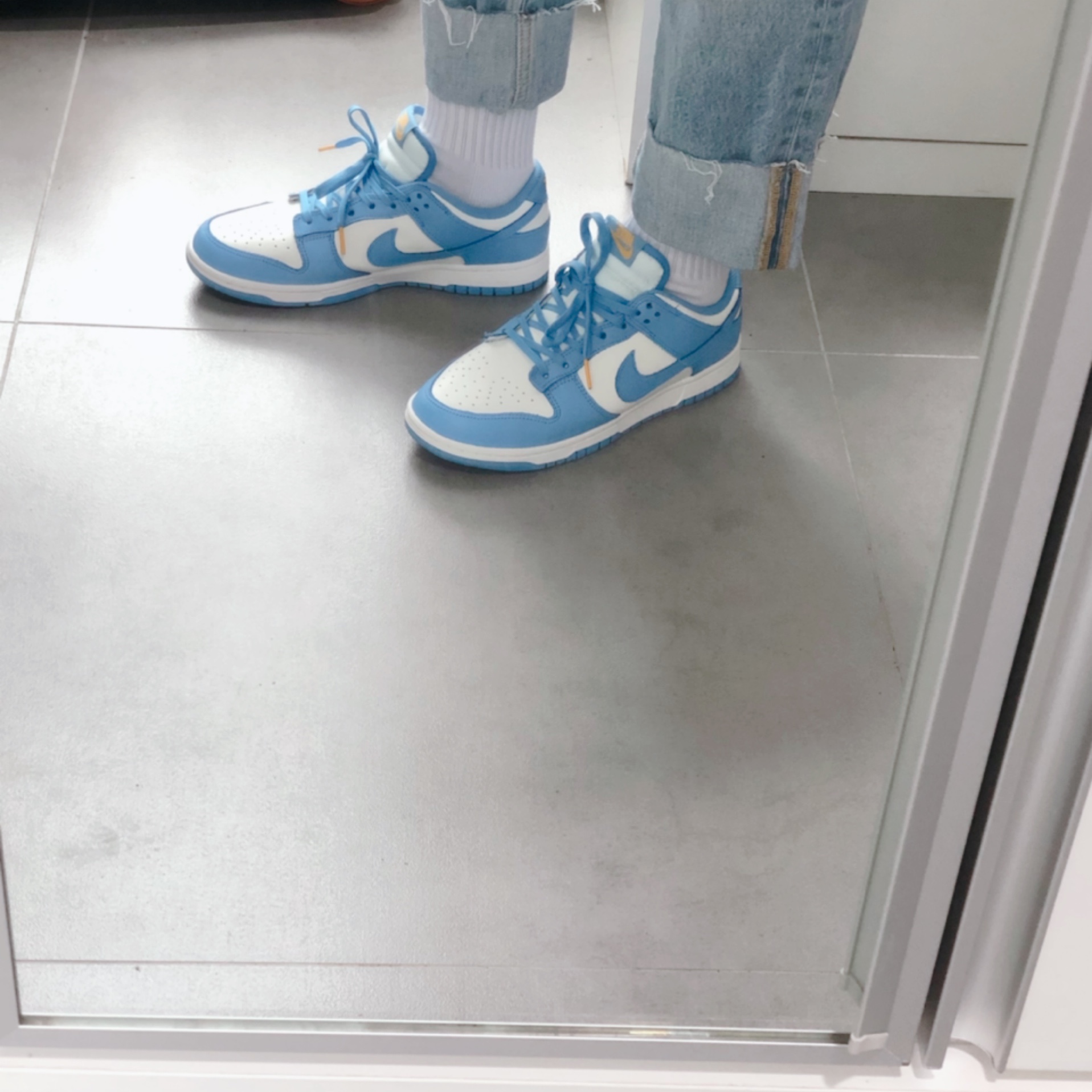 (W) Nike Dunk Low Coast, Palace Tri-Tex Hood Gray Marl - 20SS 착용 스타일 - 3