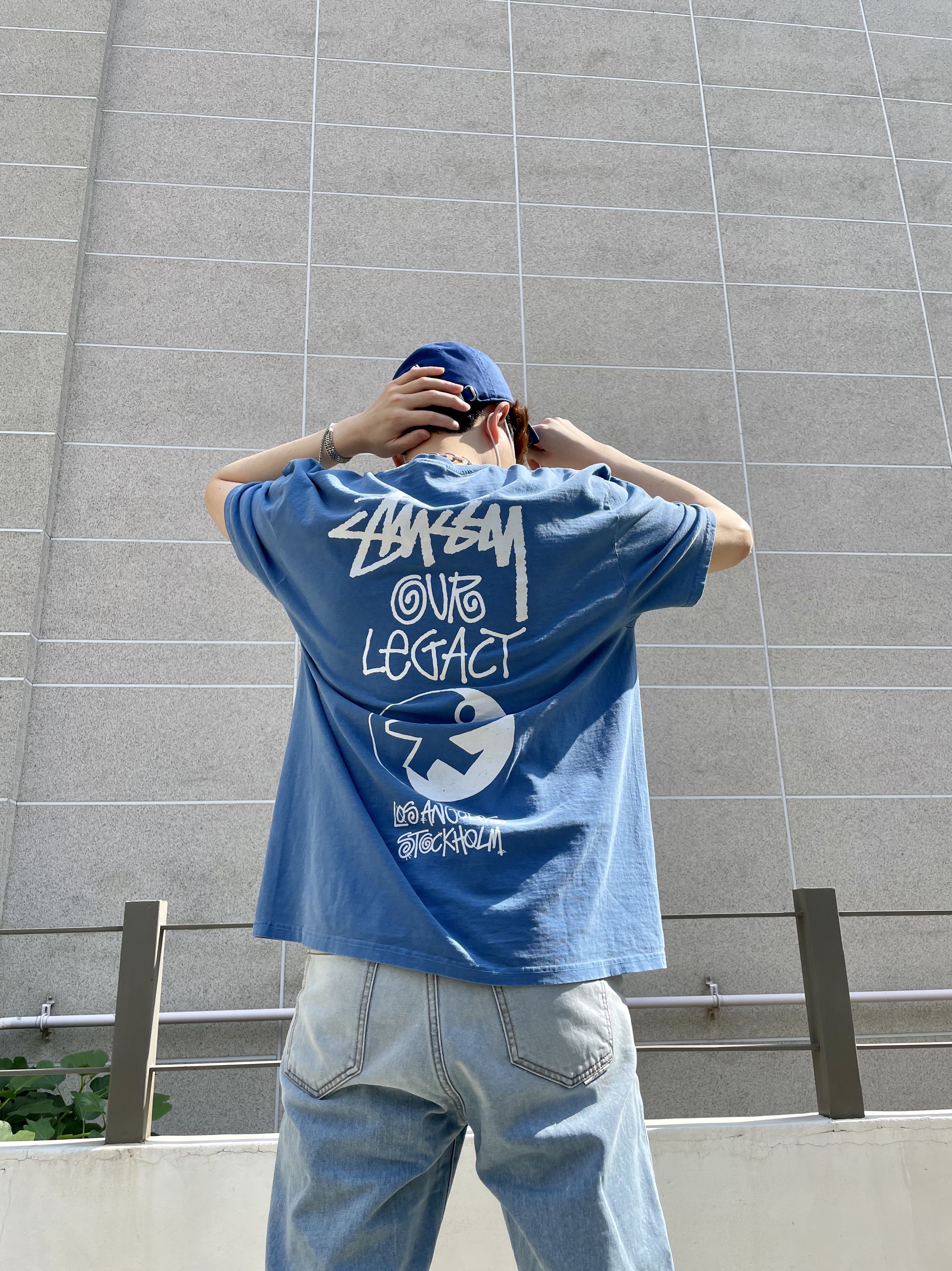 Stussy x Our Legacy Surfman T-Shirt Blue - 21SS, (W) Nike Dunk Low Coast 착용 스타일 - 4
