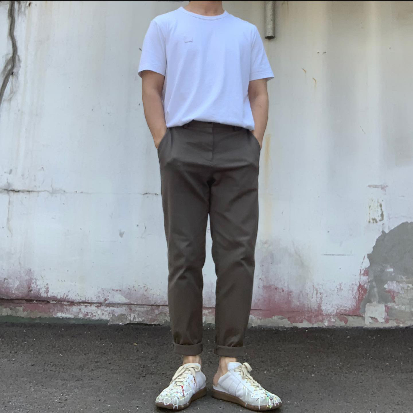Maison Margiela Replica Paint Drop Sneakers 착용 스타일 - 1