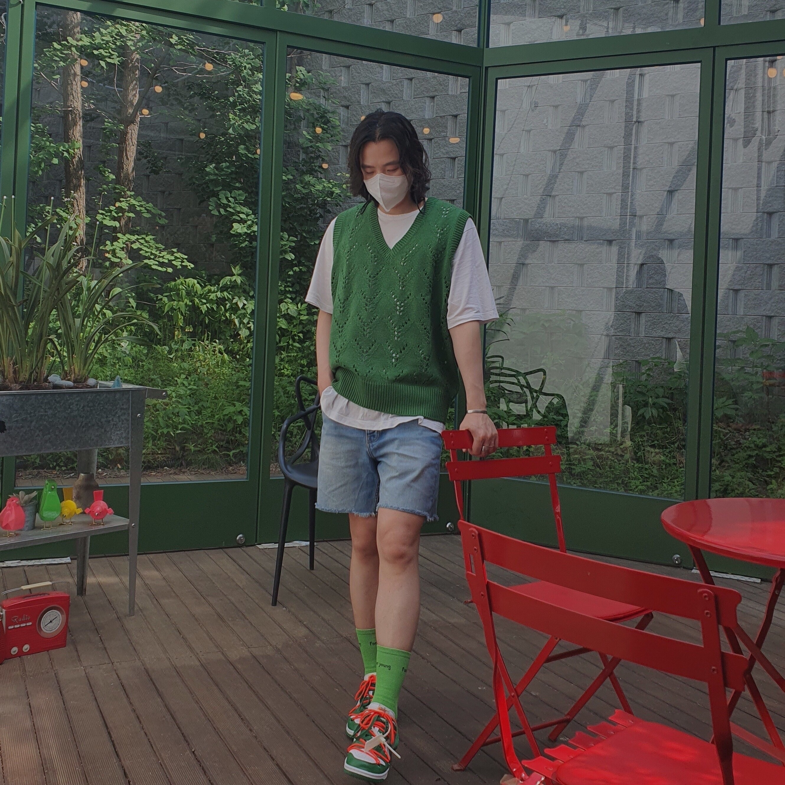 Nike x Off-White Dunk Low Pine Green 착용 스타일