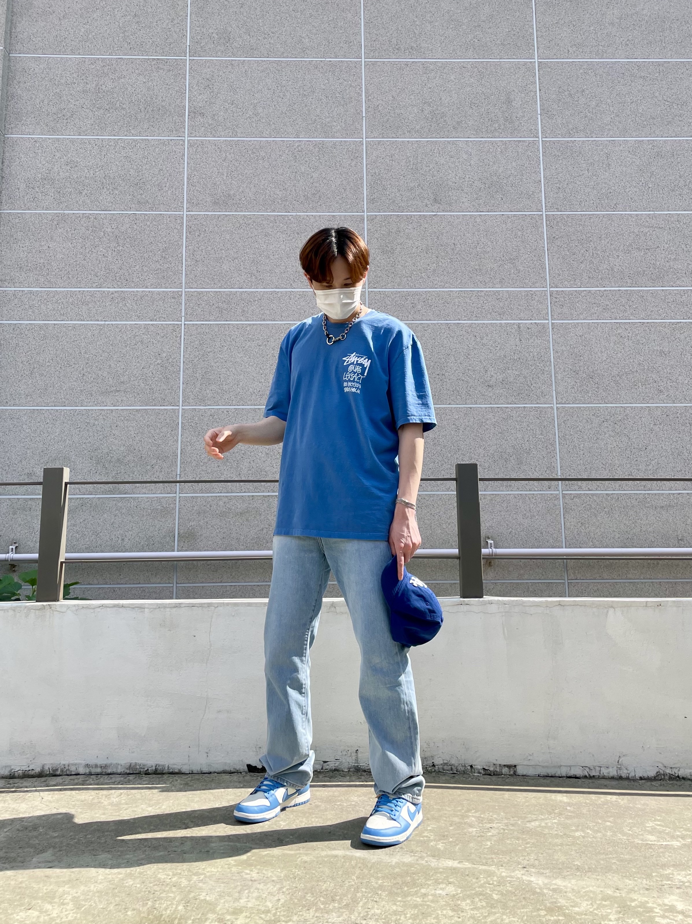 Stussy x Our Legacy Surfman T-Shirt Blue - 21SS, (W) Nike Dunk Low Coast 착용 스타일 - 3