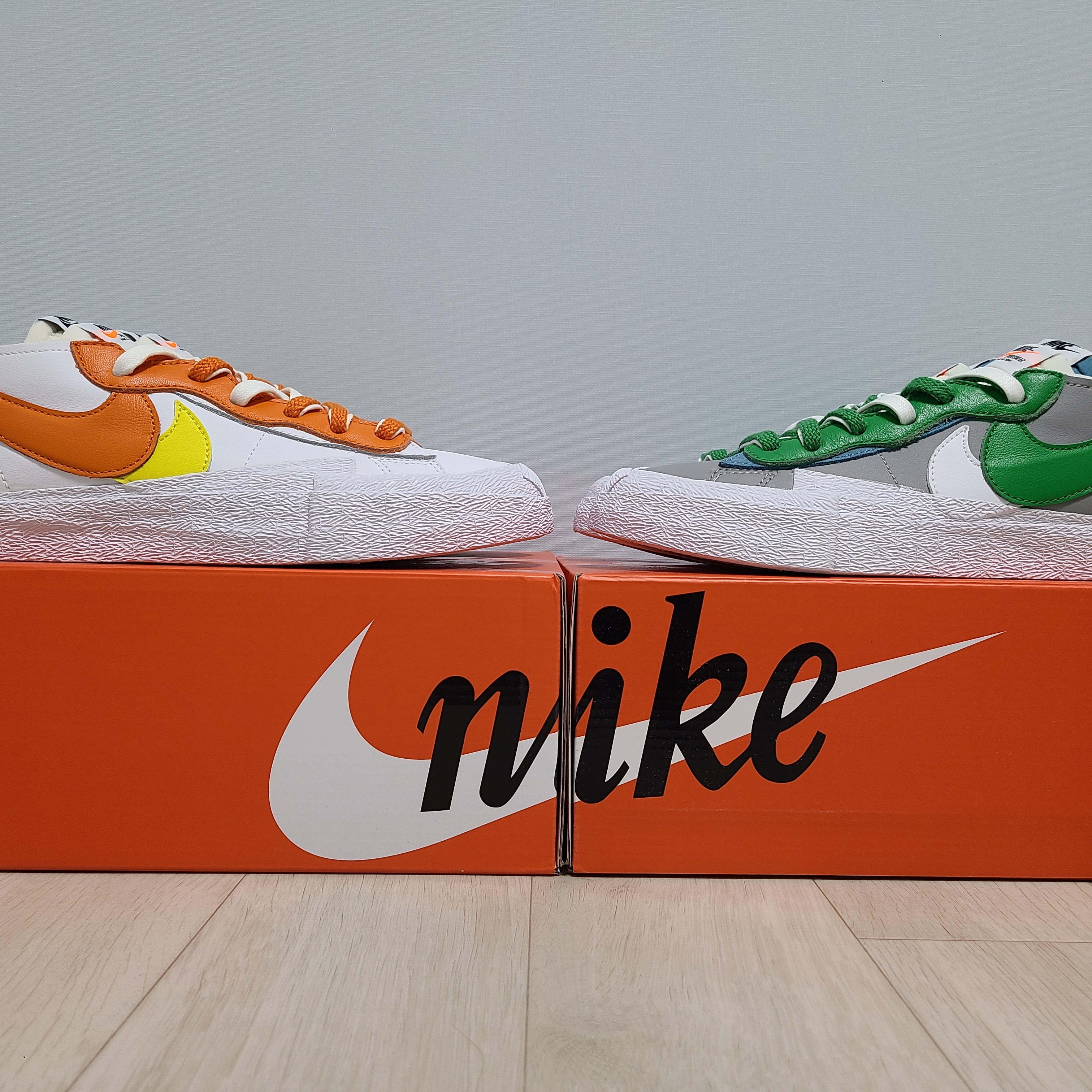 Nike x Sacai Blazer Low Magma Orange, Nike x Sacai Blazer Low Classic Green 착용 스타일 - 3