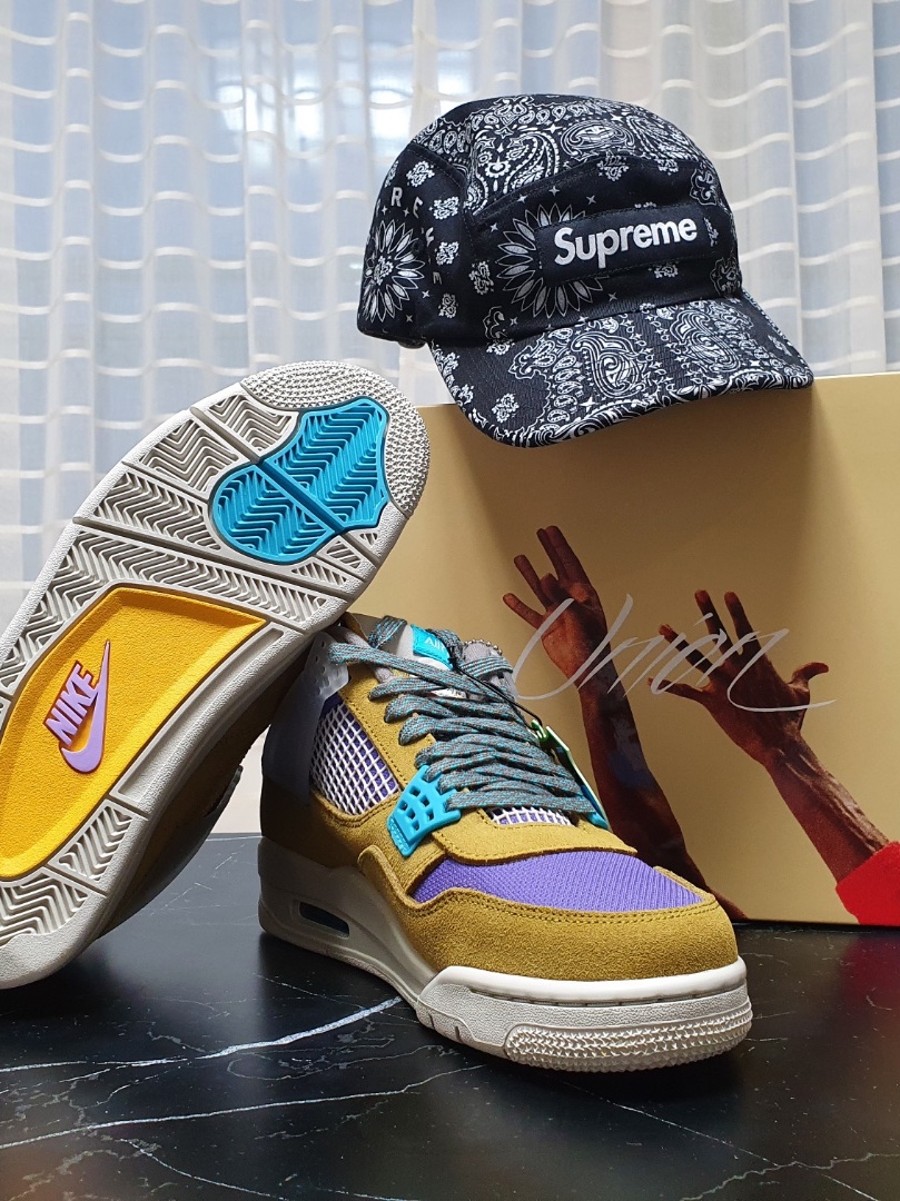 Supreme Bandana Camp Cap Black - 21SS, Jordan 4 x Union Retro SP Desert Moss 착용 스타일