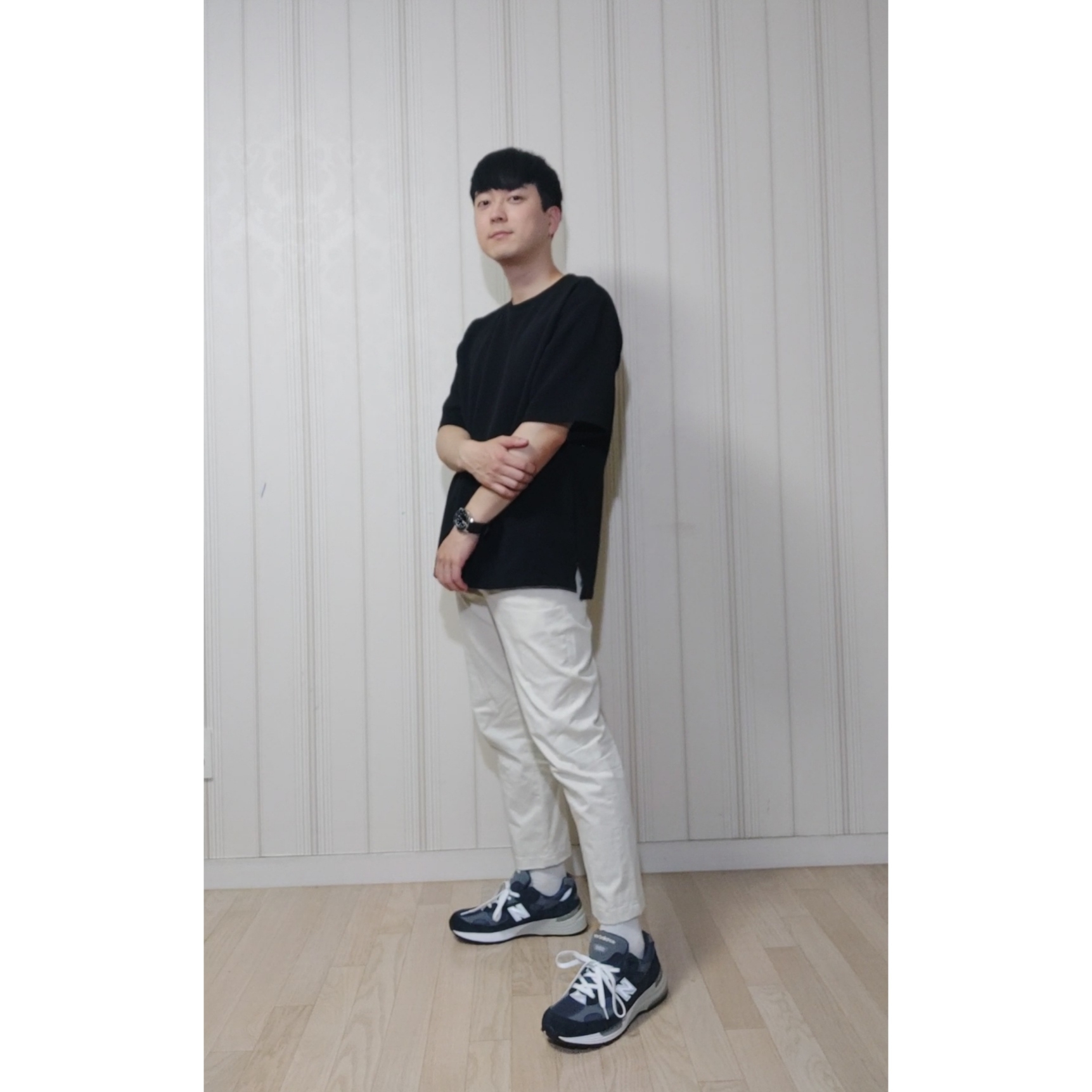 New Balance 992 Made in USA Navy 착용 스타일 - 2