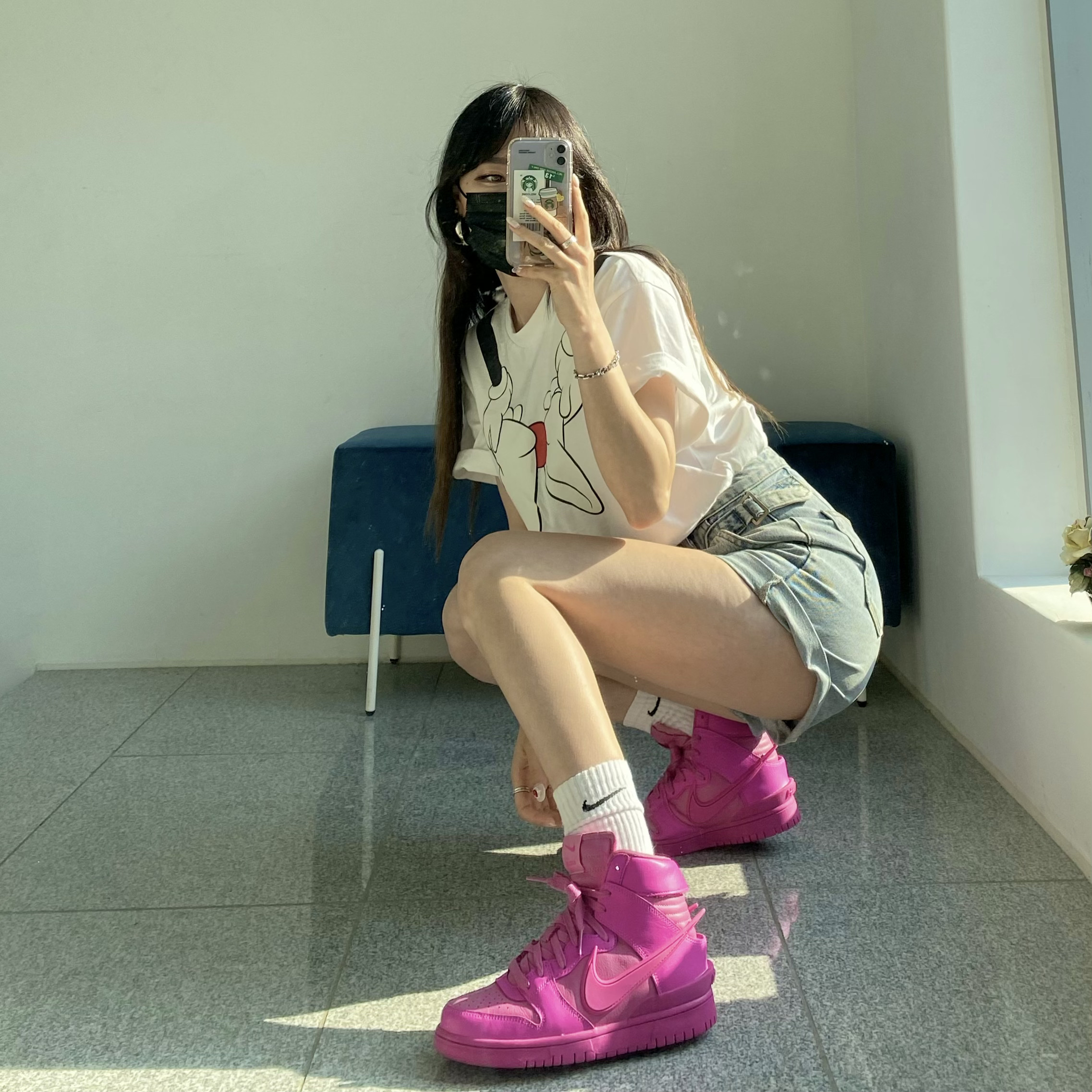 Nike x Ambush Dunk High Cosmic Fuchsia 착용 스타일 - 1