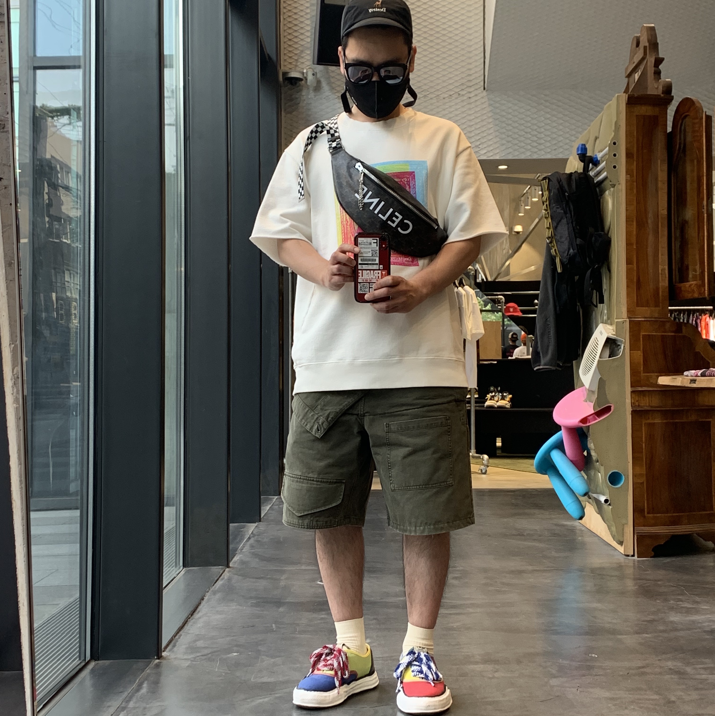 Maison Mihara Yasuhiro Baker Canvas Low Multicolor 착용 스타일