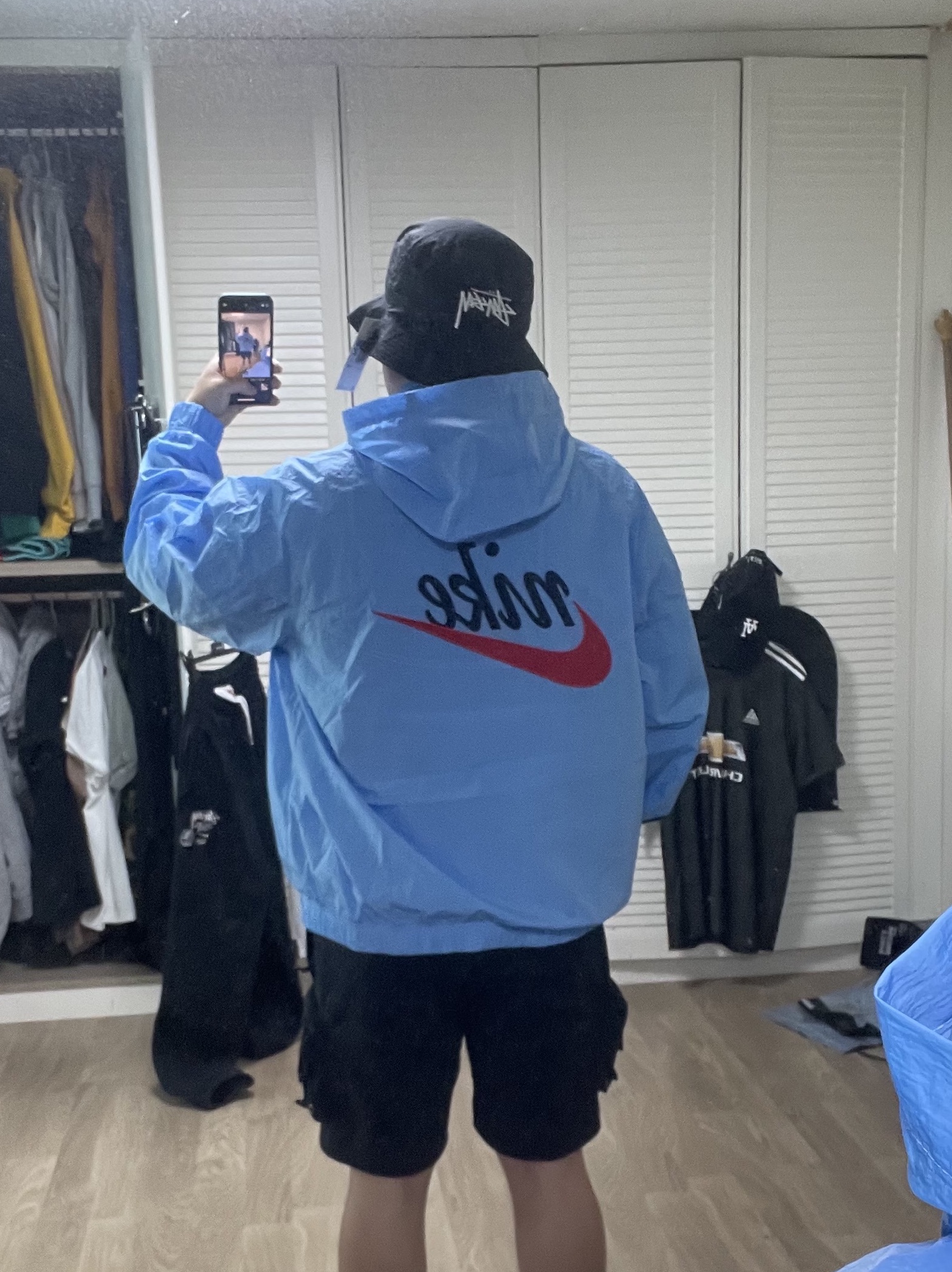 Nike x Stussy Bucket Hat Black, Nike x Drake Nocta Puffer Jacket Black - Asia 착용 스타일 - 4