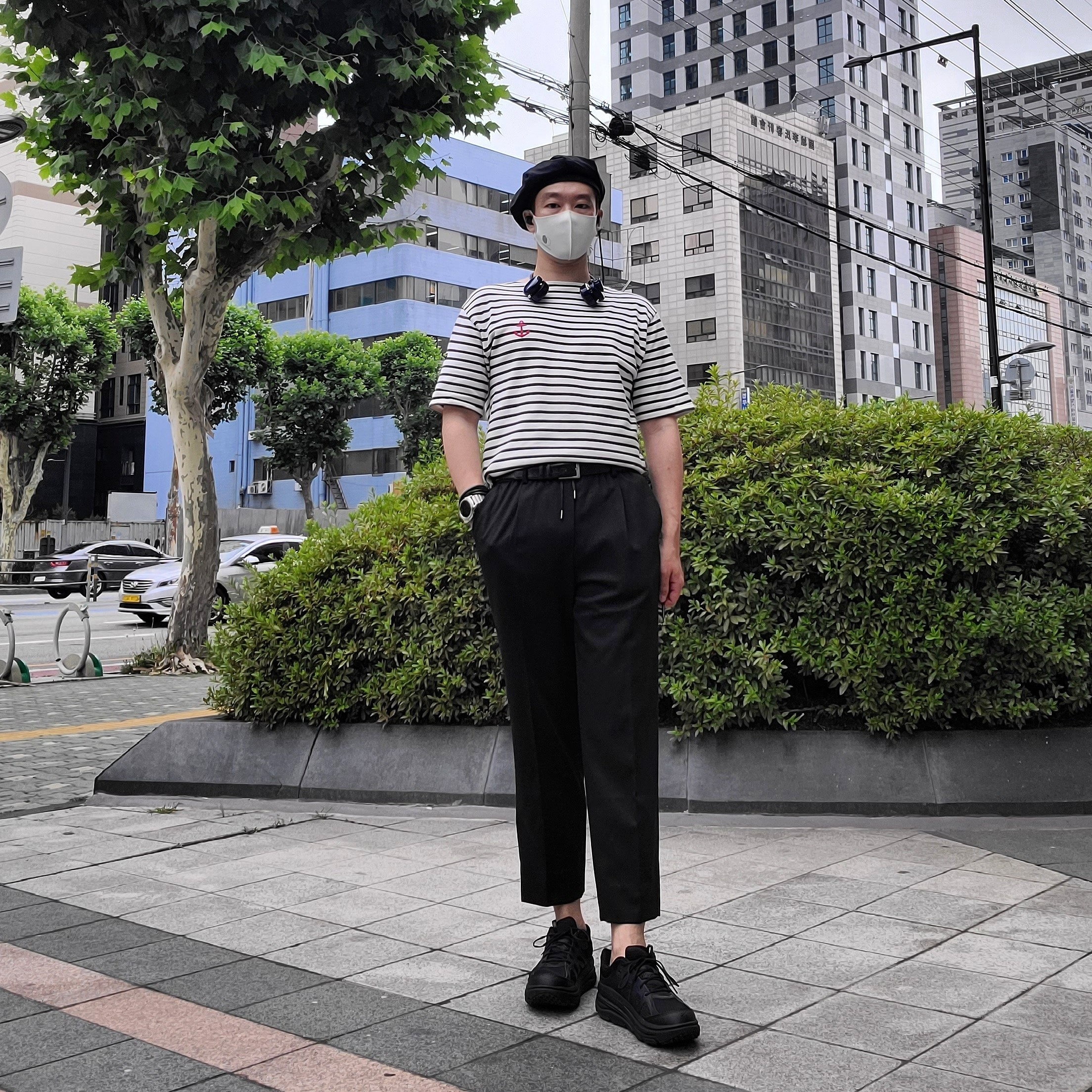 Hoka x Engineered Garments Bondi B Black 착용 스타일