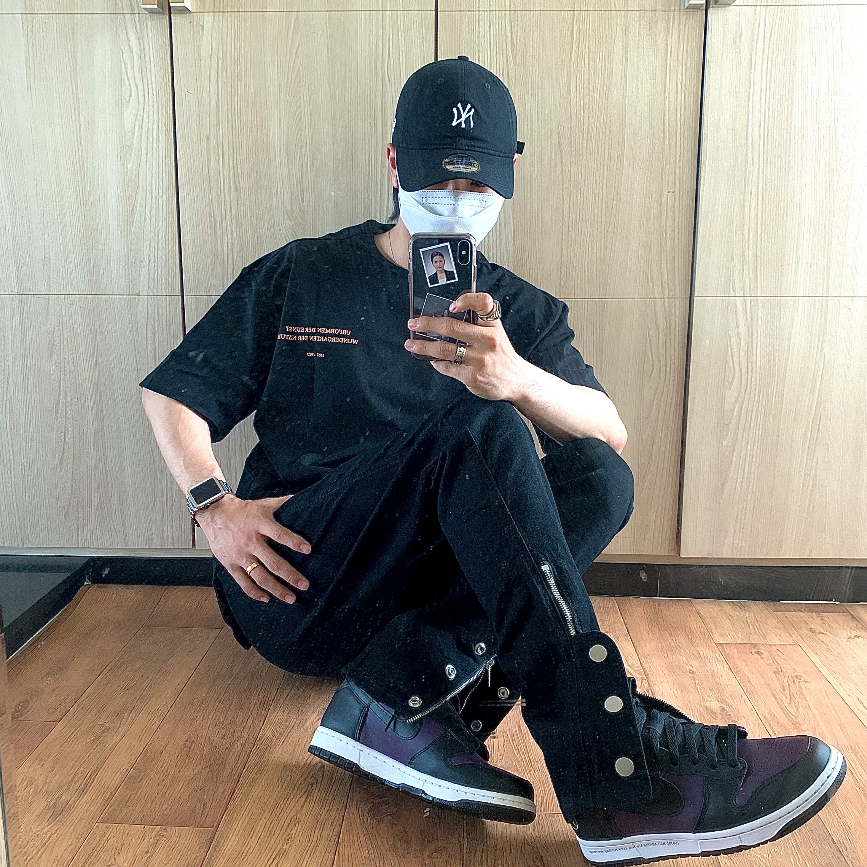 Nike x Fragment Dunk High Black 착용 스타일