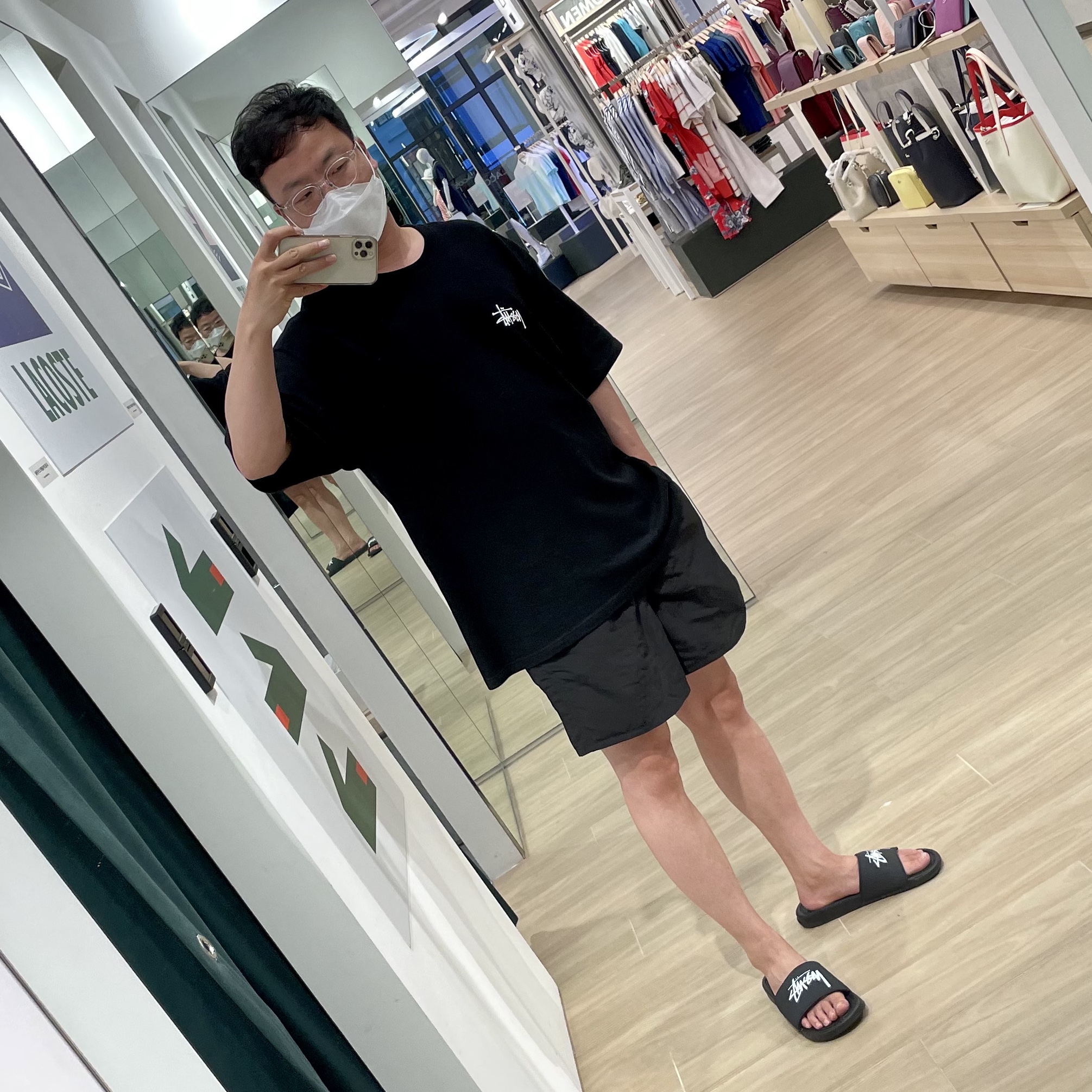 Nike x Stussy Benassi Slide Off Noir 착용 스타일