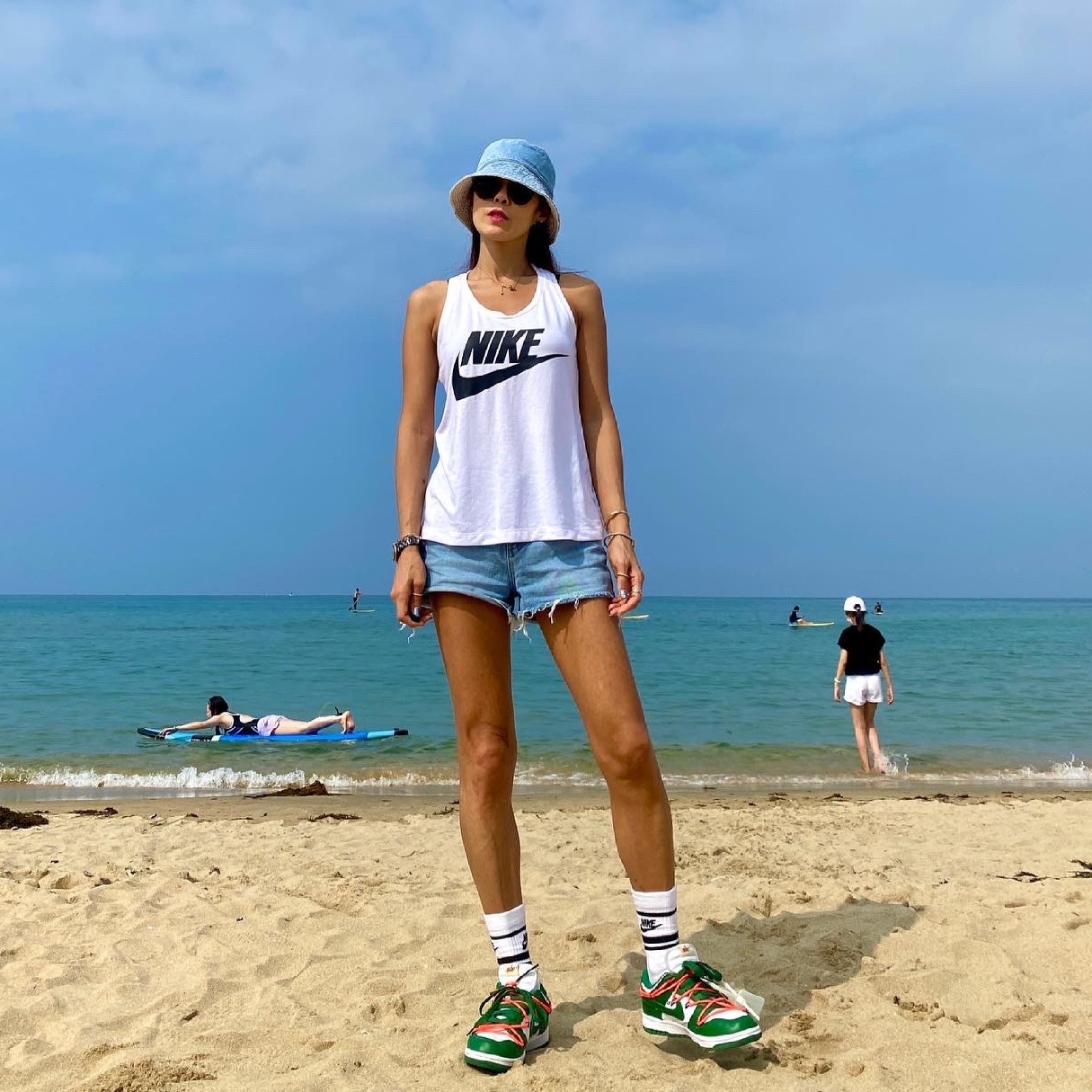 Nike x Off-White Dunk Low Pine Green 착용 스타일 - 2