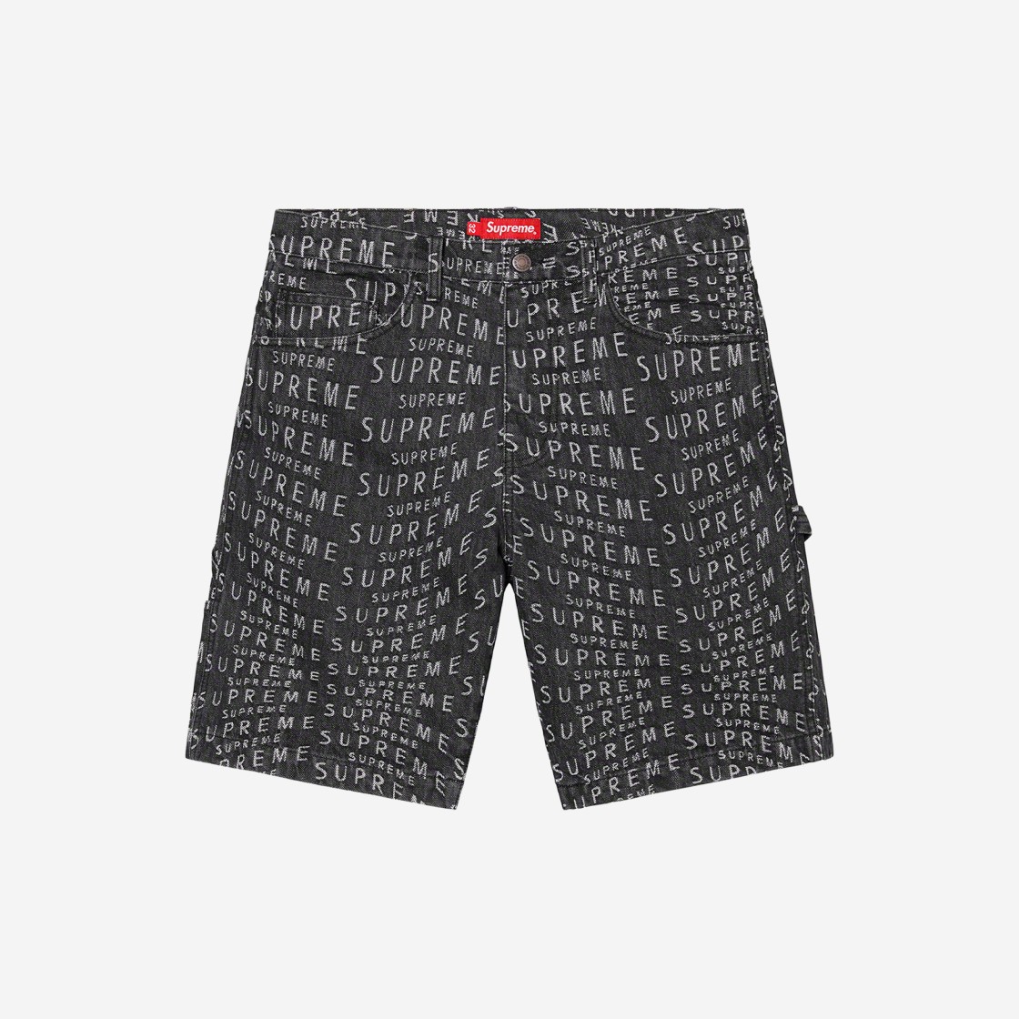 Supreme Warp Jacquard Logos Denim Painter Shorts Black - 21SS 상세 이미지 1