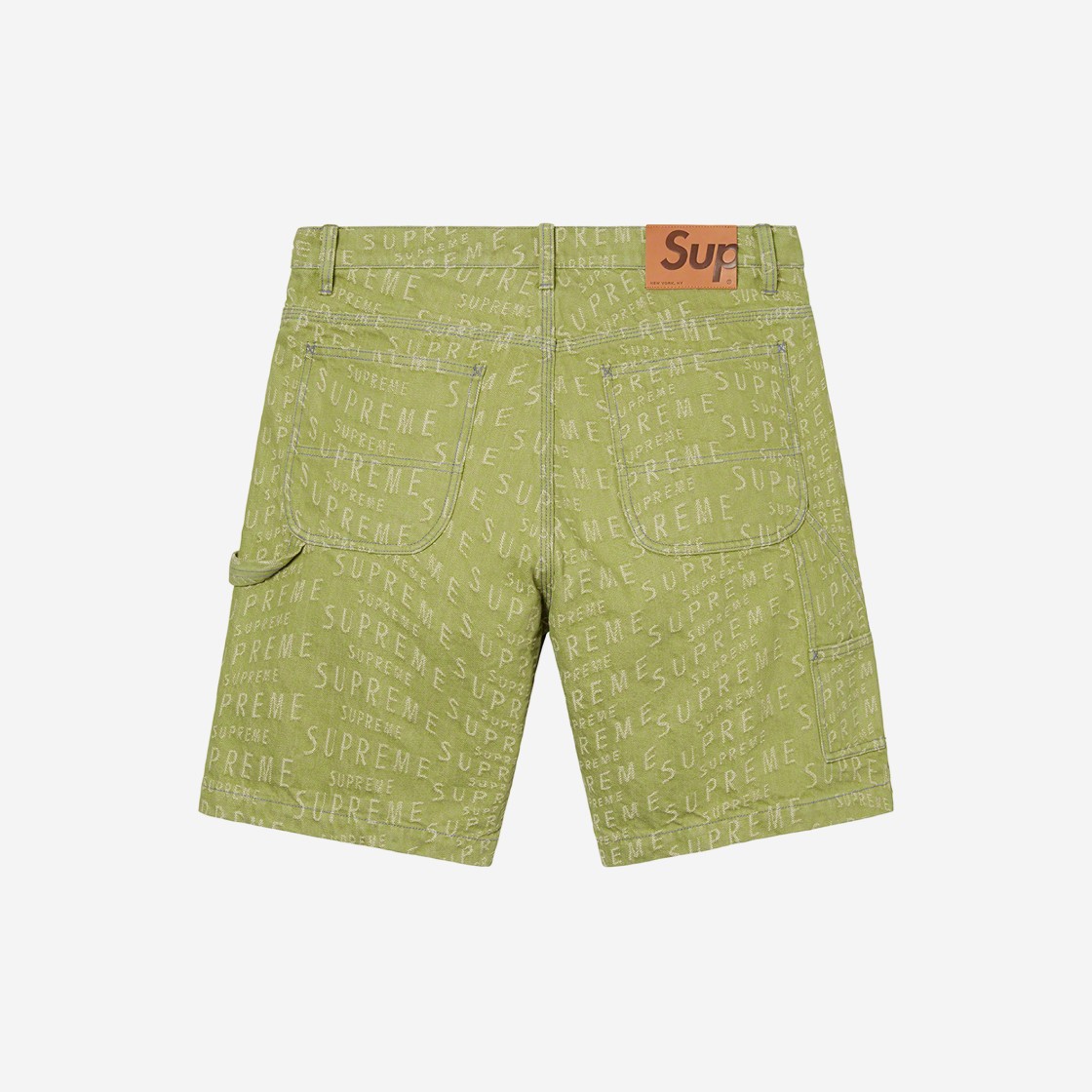 Supreme Warp Jacquard Logos Denim Painter Shorts Sage - 21SS 상세 이미지 2