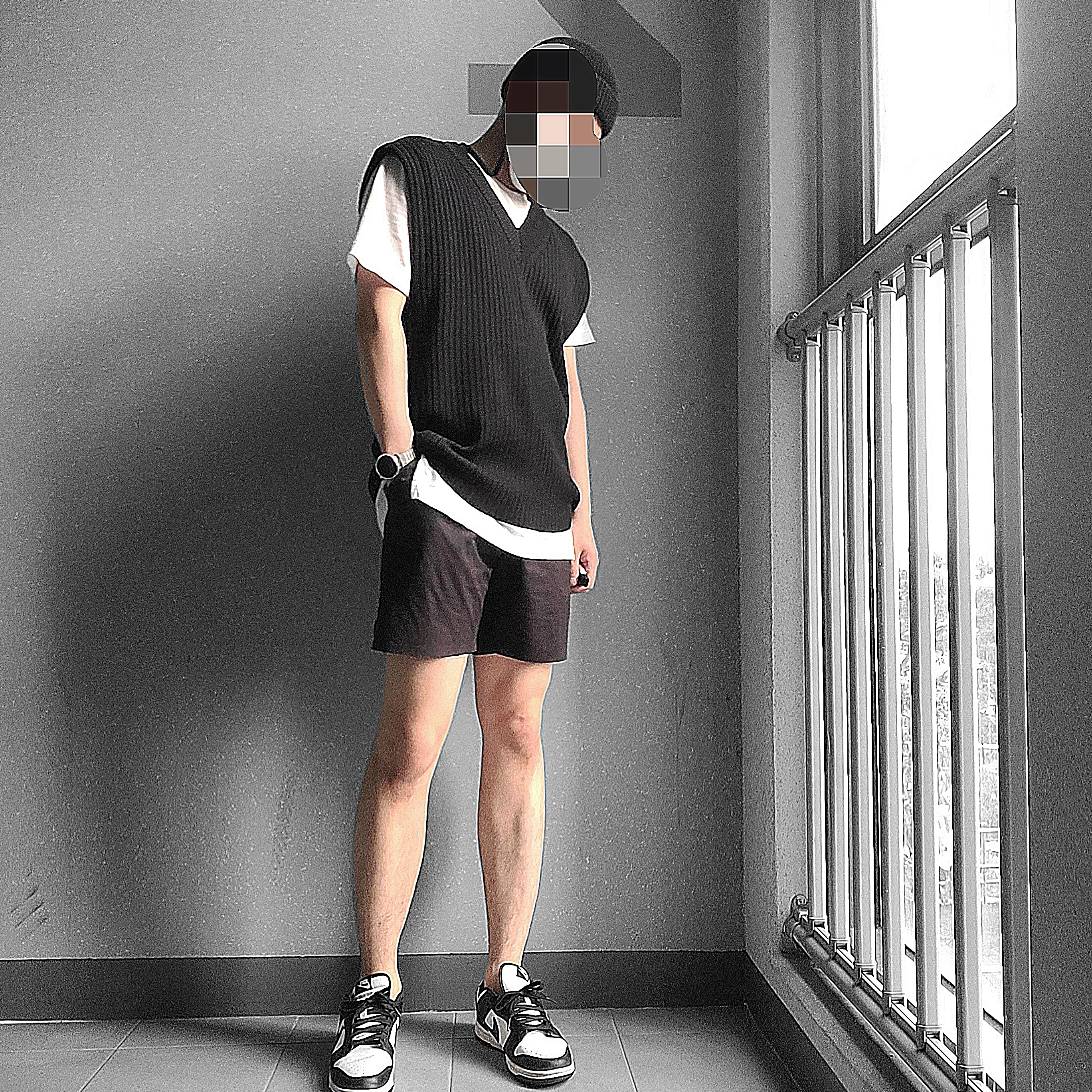 Nike Dunk Low Retro Black 착용 스타일 - 1