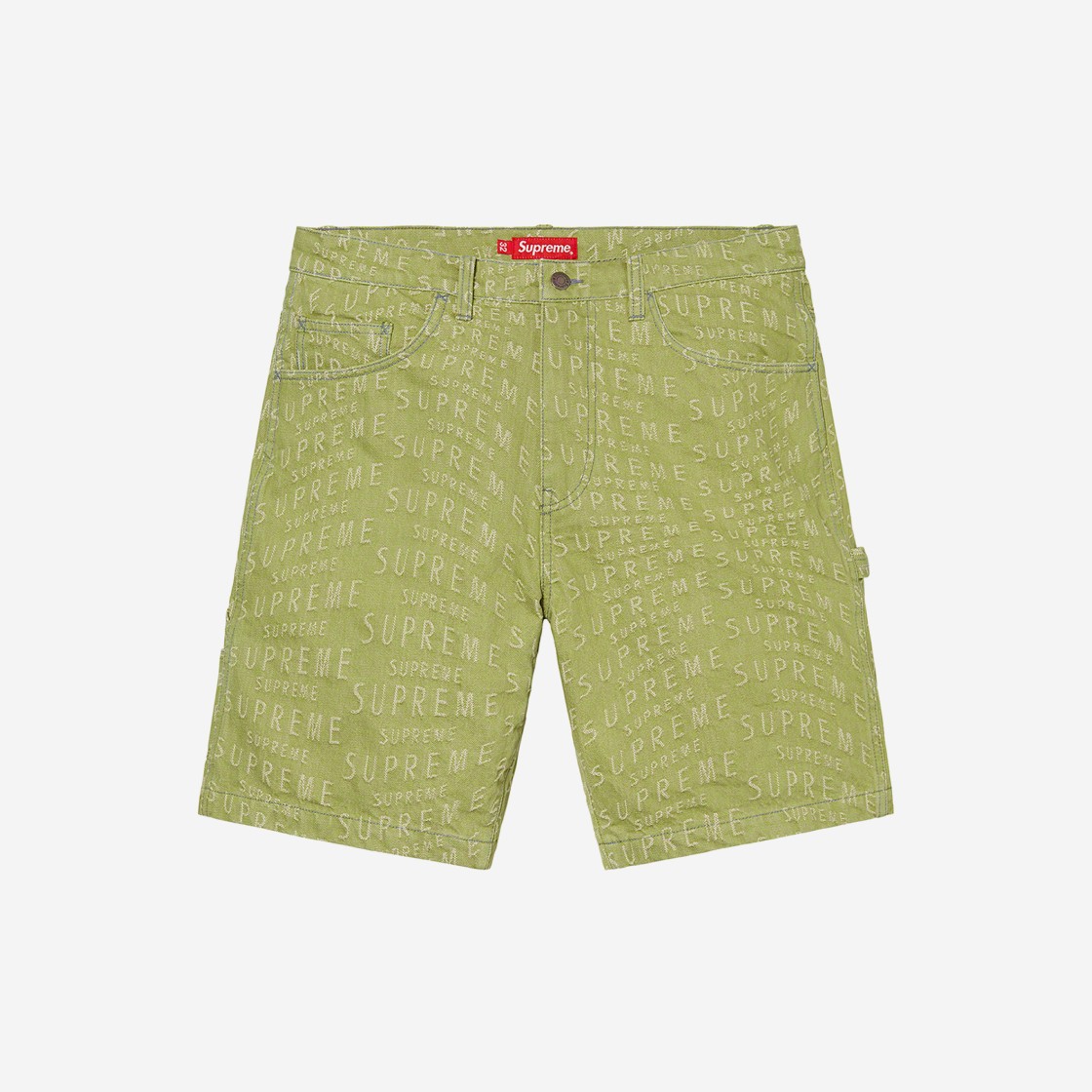 Supreme Warp Jacquard Logos Denim Painter Shorts Sage - 21SS 상세 이미지 1