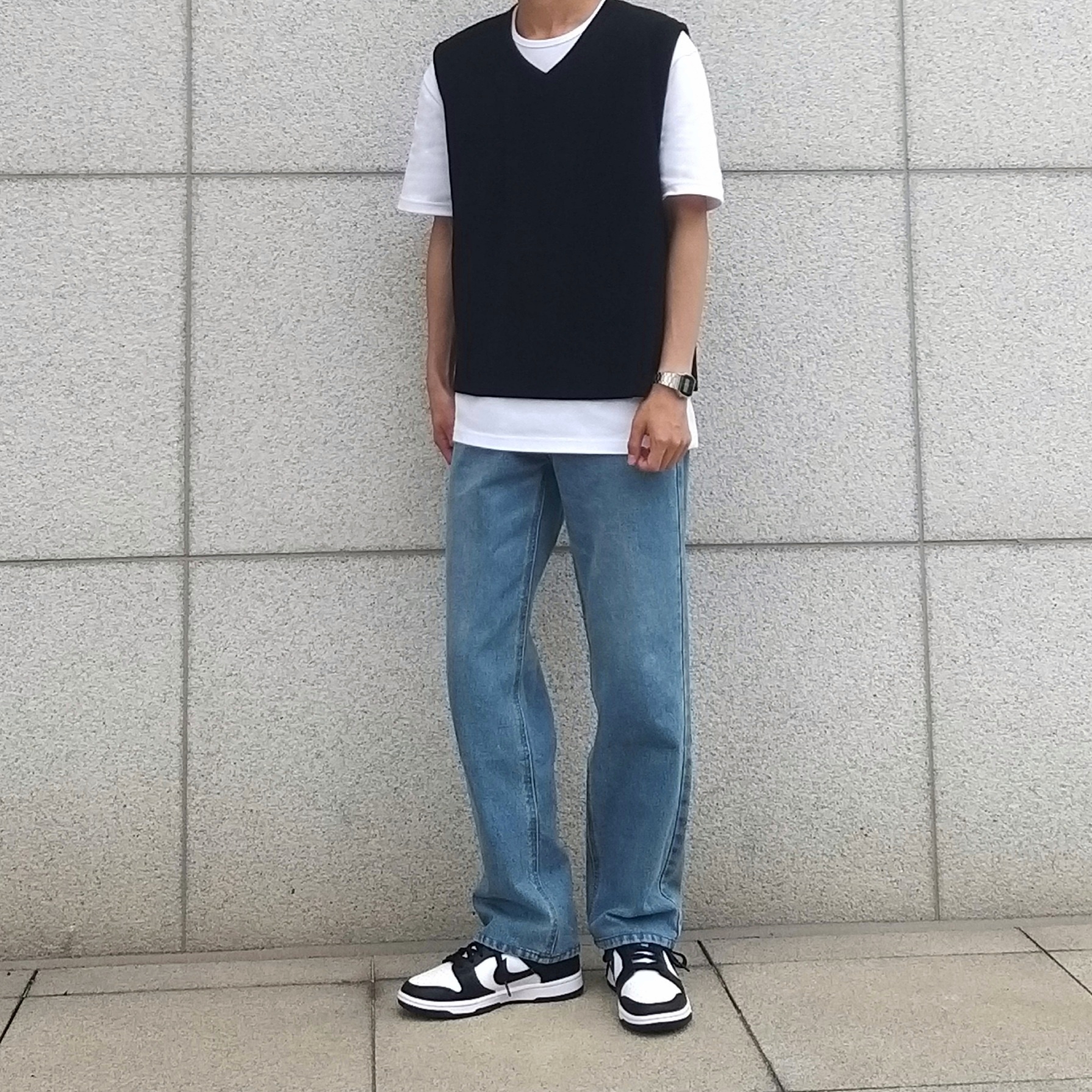 Nike Dunk Low Retro Black 착용 스타일 - 1