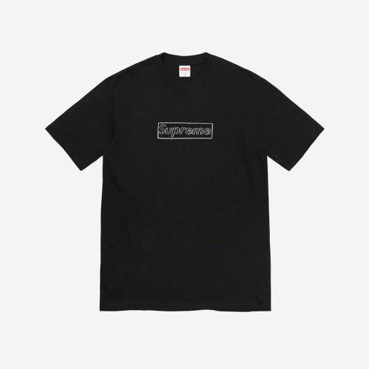 슈프림 x 카우스 초크 로고 티셔츠 블랙 - 21SS