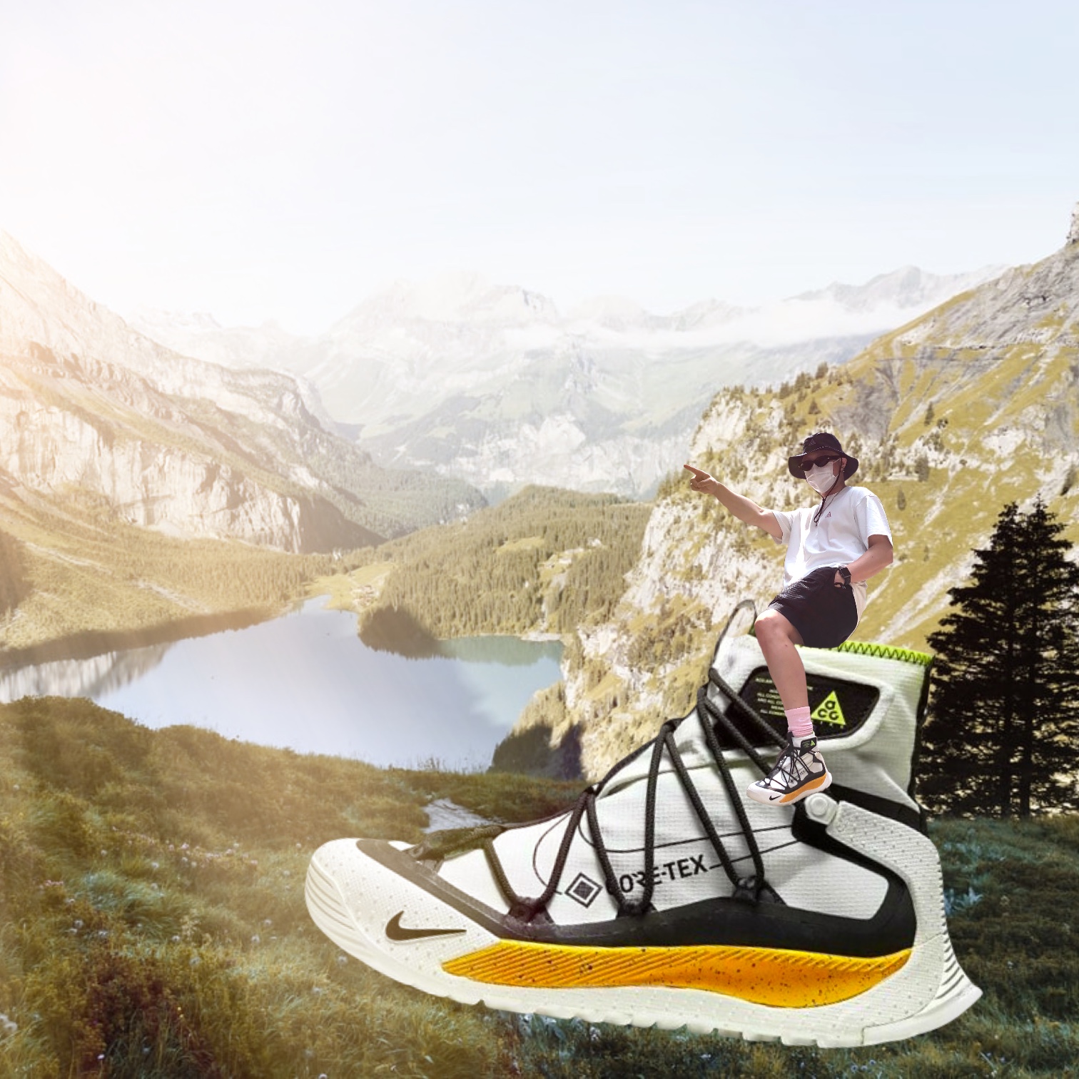 Nike ACG Terra Antarktik Gore-Tex Summit White, Nike ACG LBR T-Shirt Summit White Pink - Asia 착용 스타일