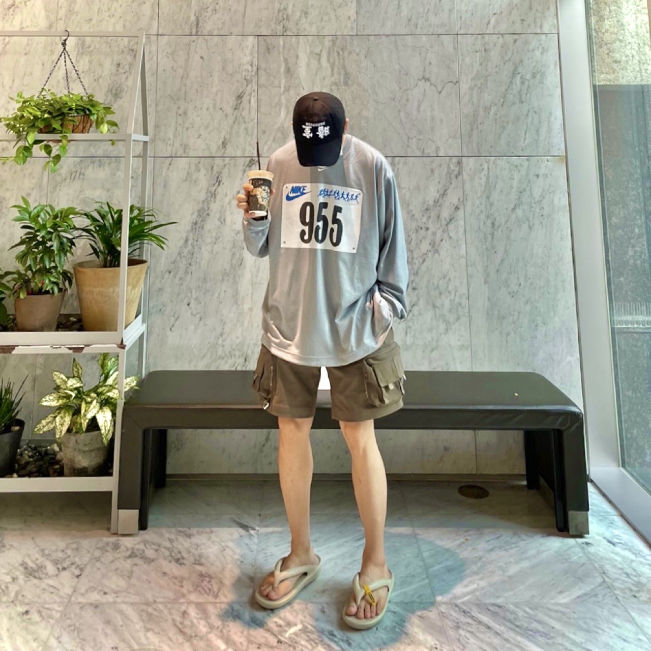 Nike x Cactus Plant Flea Market L/S Jersey Grey - US/EU, Nike ACG Cargo Shorts Ironstone - Asia 착용 스타일 - 2