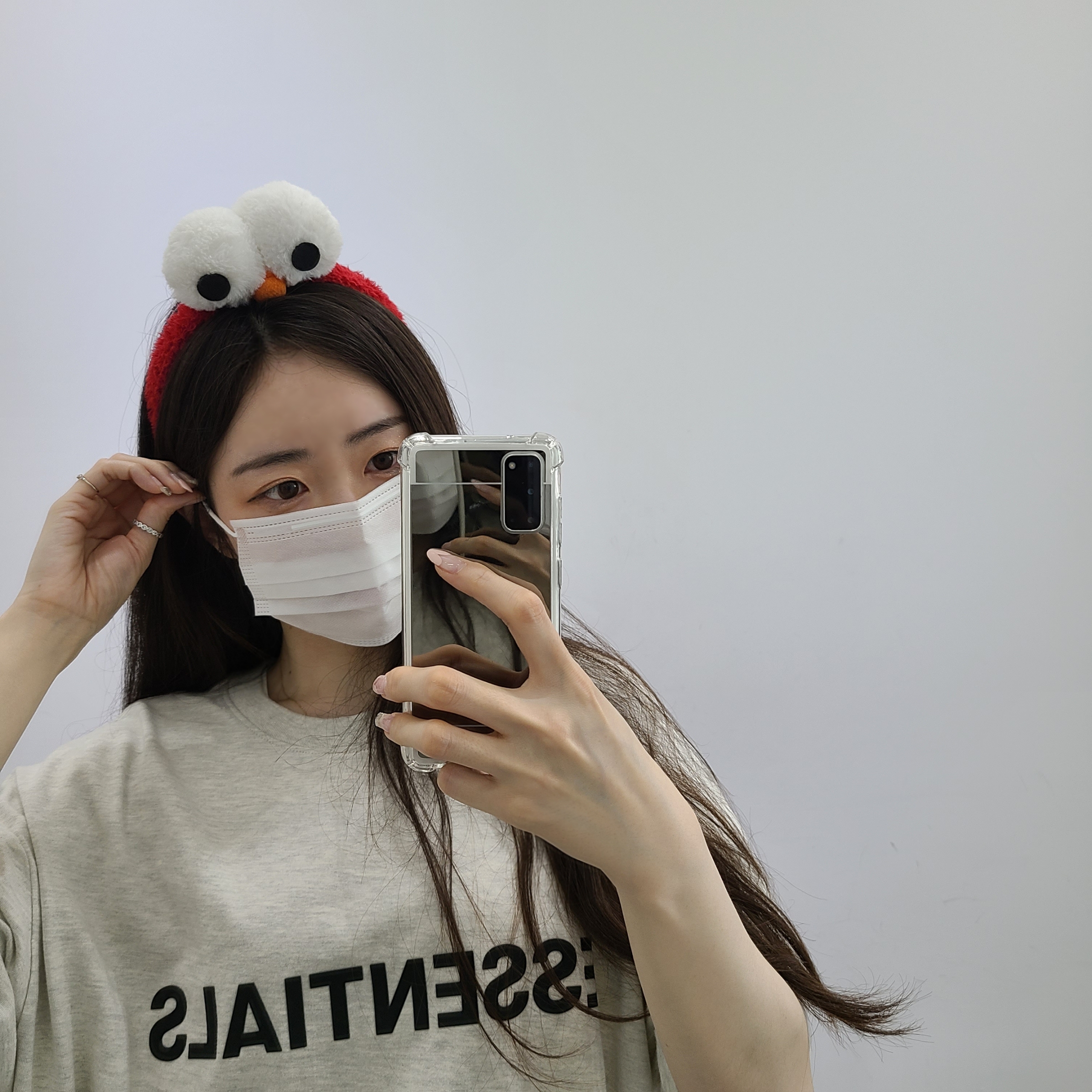 (GS) Jordan 1 Mid Light Smoke Grey, Essentials 3D Silicon Applique Boxy T-Shirt Oatmeal/Oatmeal Heather/Light Heather Oatmeal 2020 착용 스타일 - 3