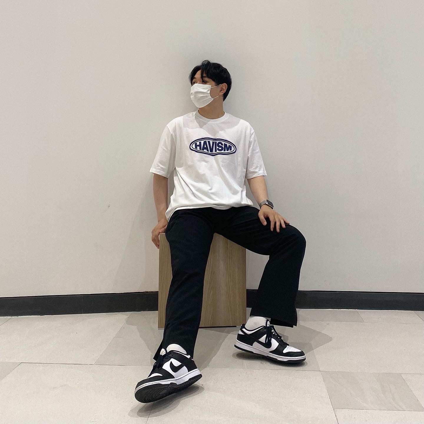 Nike Dunk Low Retro Black, (W) Nike Dunk Low Black 착용 스타일 - 2