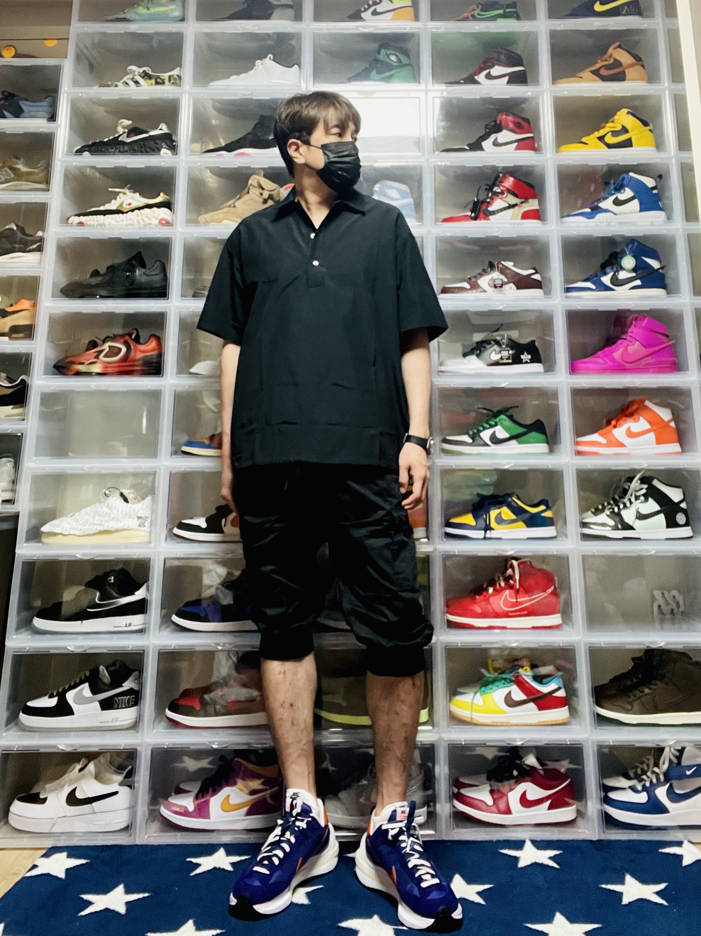 Nike x Sacai VaporWaffle Dark Iris, Nike x Sacai Blazer Low Classic Green 착용 스타일 - 2
