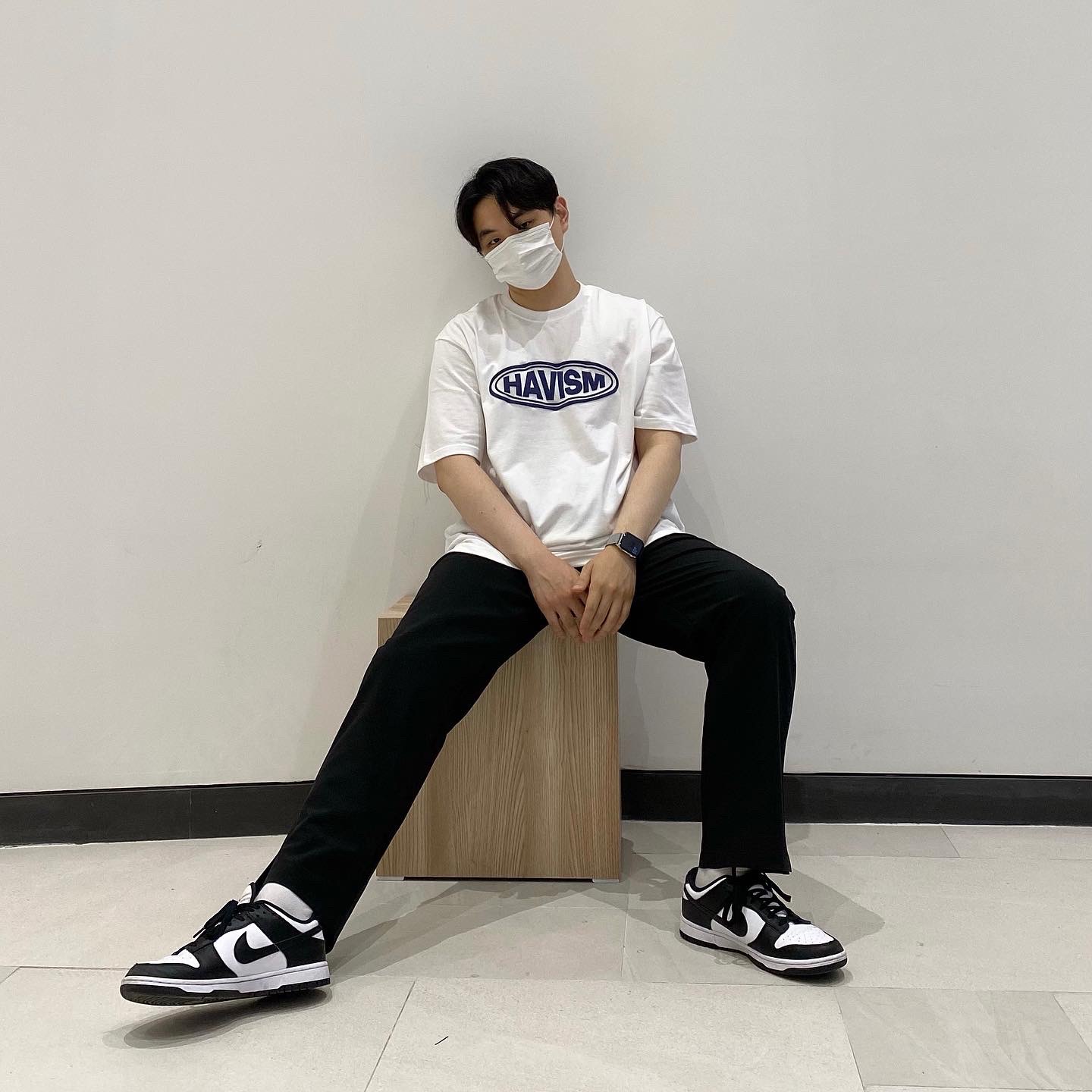 Nike Dunk Low Retro Black, (W) Nike Dunk Low Black 착용 스타일 - 1