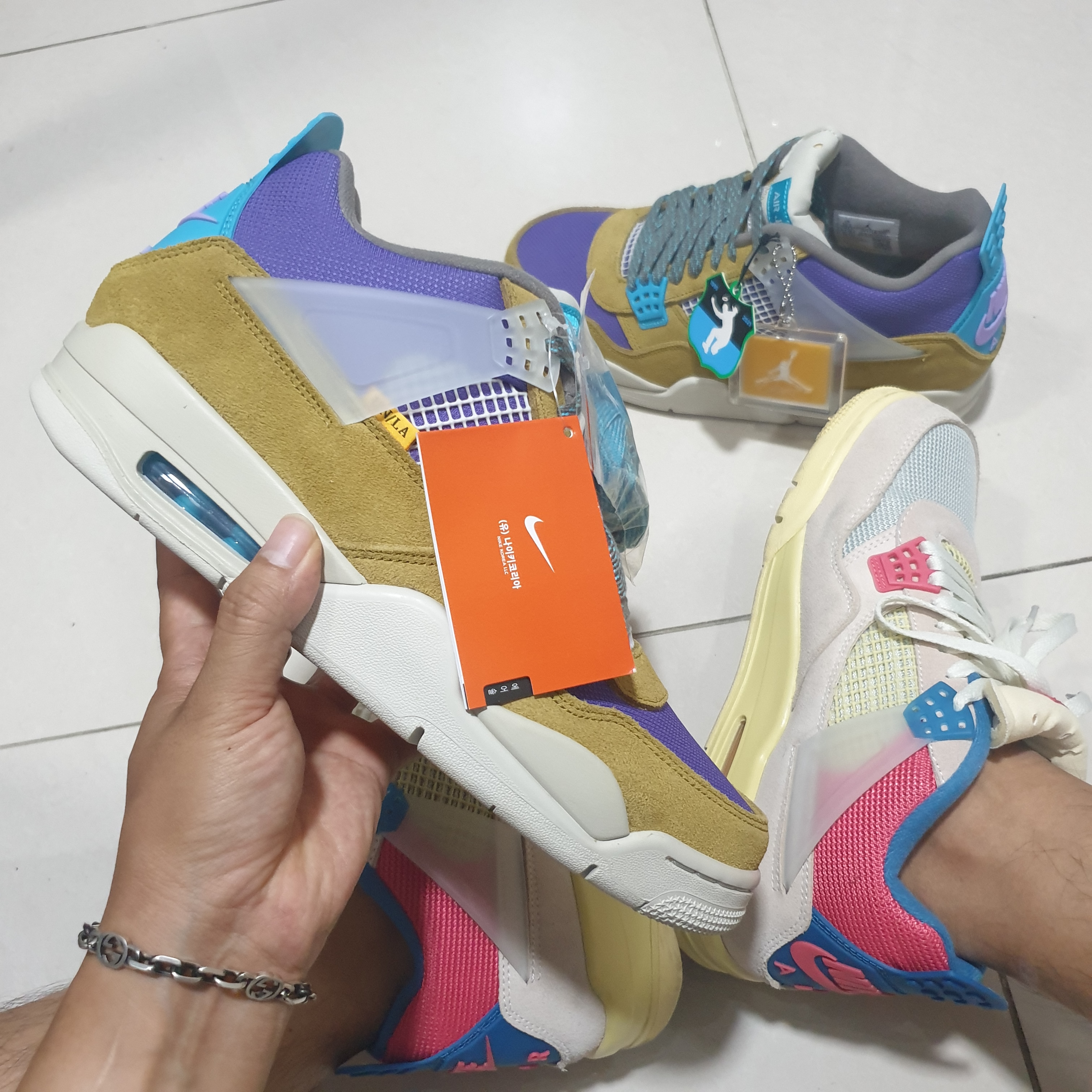 Jordan 4 x Union Retro SP Desert Moss, Jordan 4 x Union Retro Guava Ice 착용 스타일 - 1