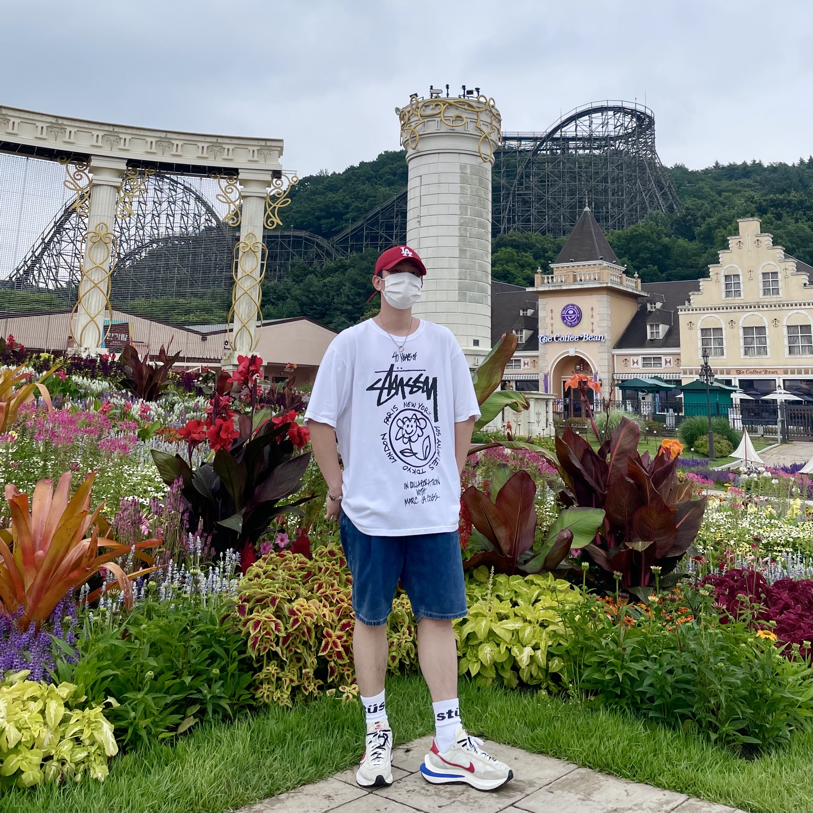 Stussy x Marc Jacobs 40 WT T-Shirt, Nike x Sacai VaporWaffle Royal Fuchsia 착용 스타일 - 1