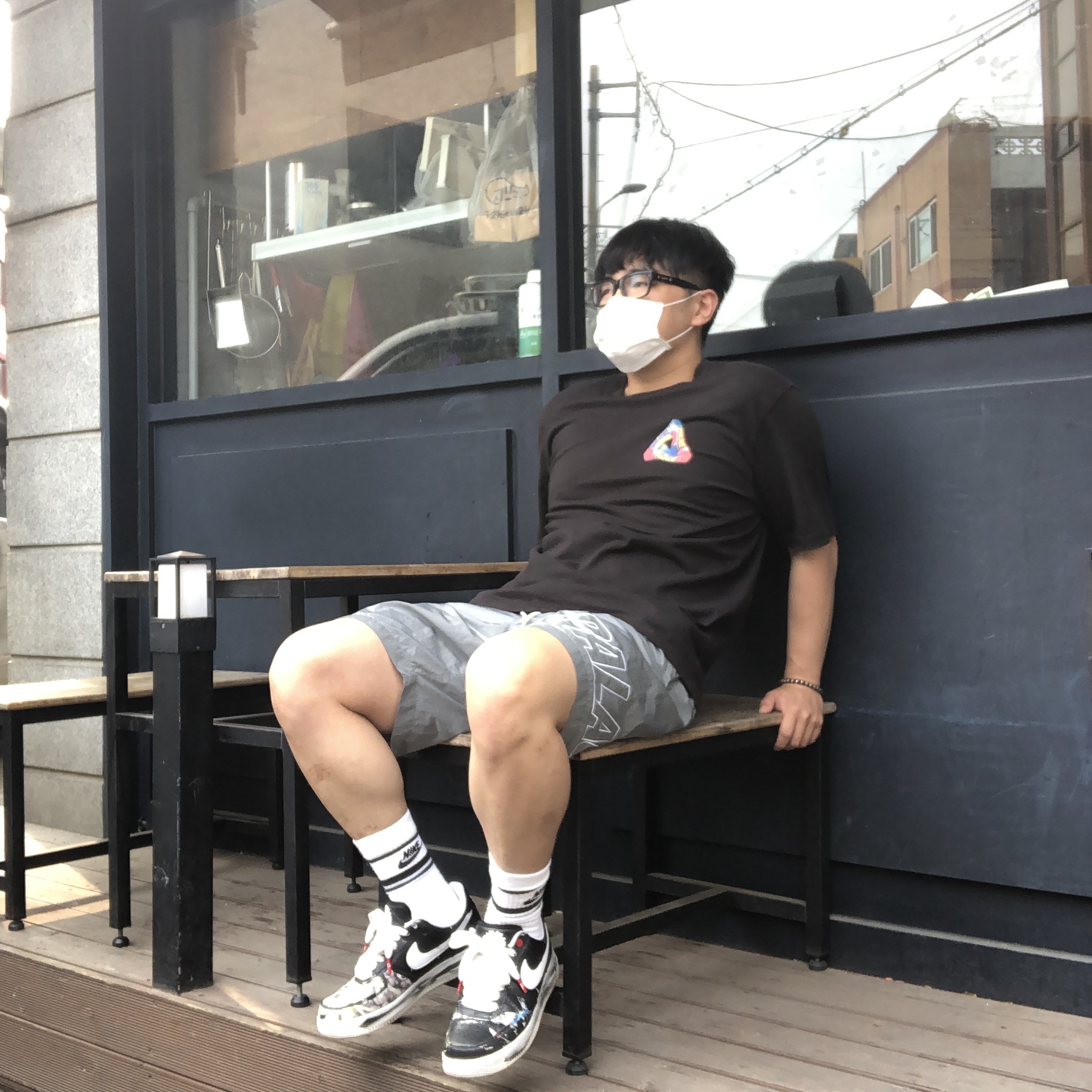 Nike x Peaceminusone Air Force 1 Low Para-Noise, Palace I Don’t Skate On A Sunday T-Shirt Black - 20SS 착용 스타일