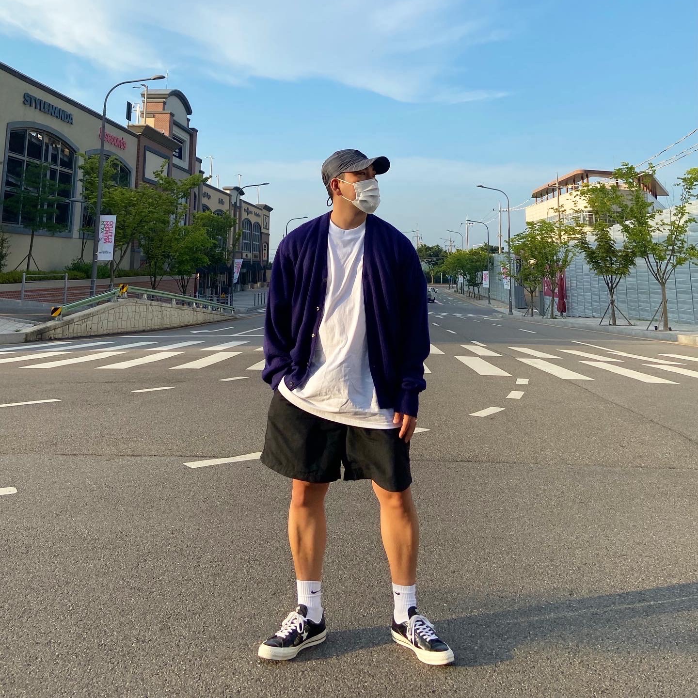 Stone Island 99598 Reflective Grid On Lamy Cap Pewter Grey - 21SS, Converse One Star Ox HanByeol Black 착용 스타일