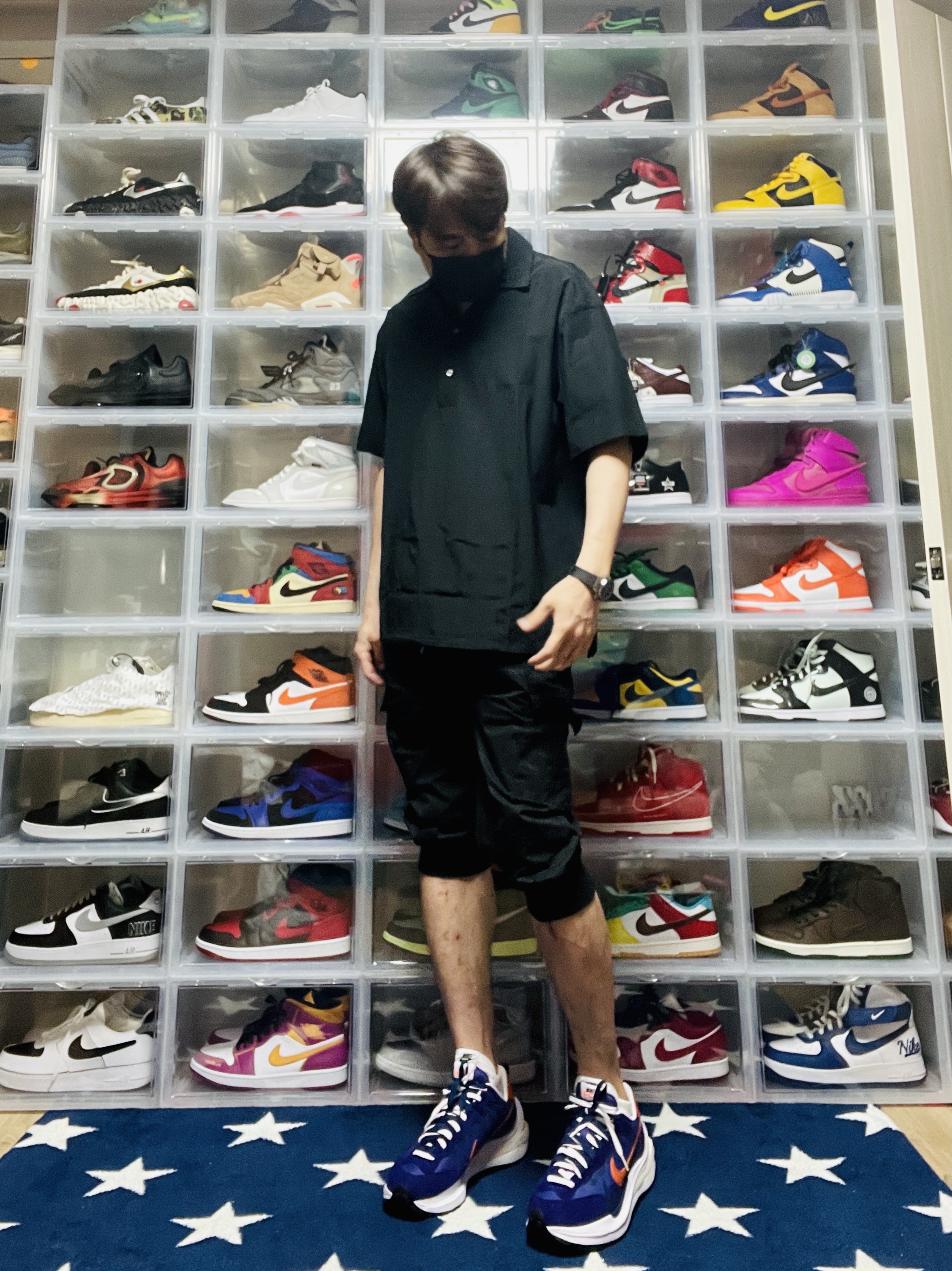 Nike x Sacai VaporWaffle Dark Iris, Nike x Sacai Blazer Low Classic Green 착용 스타일 - 1