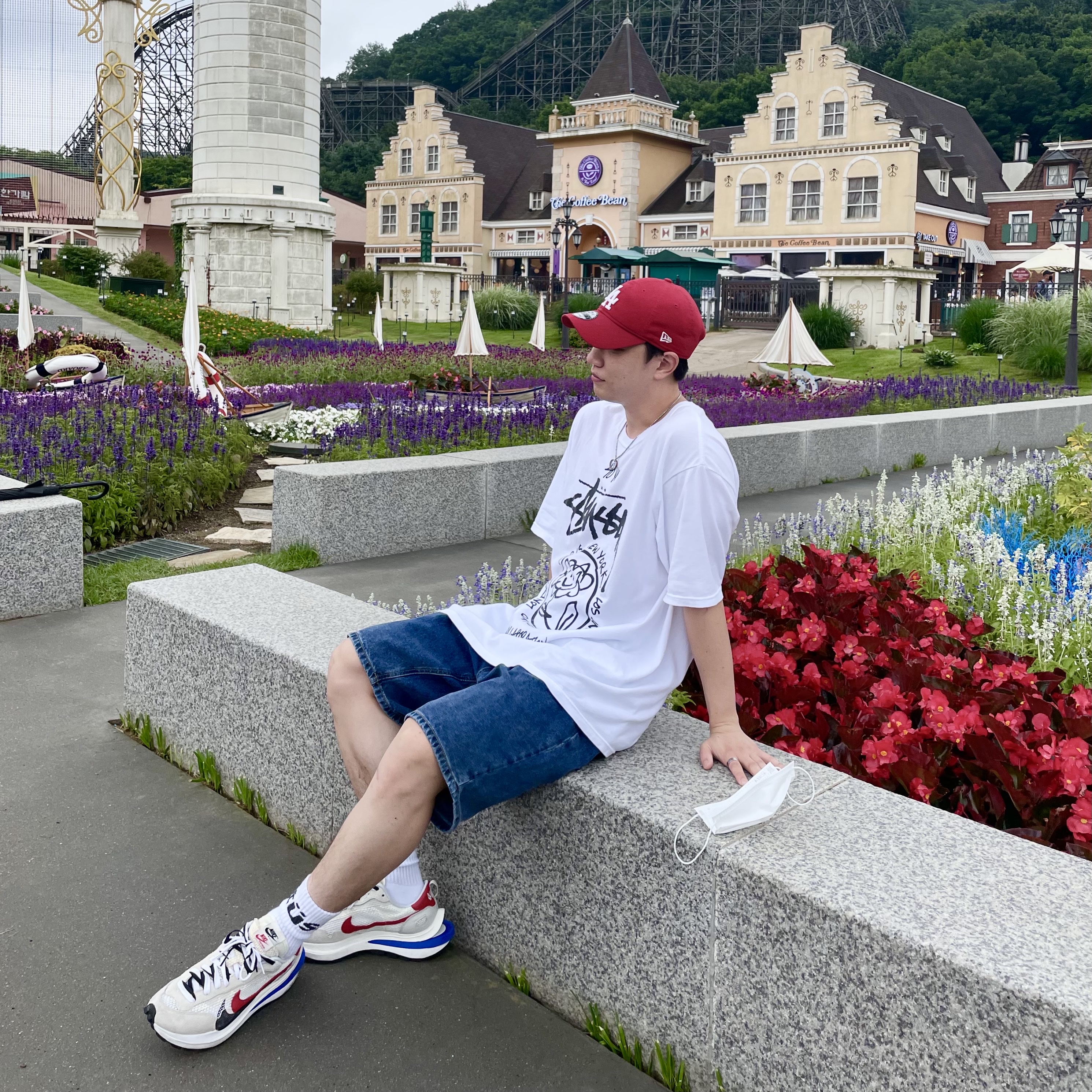 Stussy x Marc Jacobs 40 WT T-Shirt, Nike x Sacai VaporWaffle Royal Fuchsia 착용 스타일 - 3