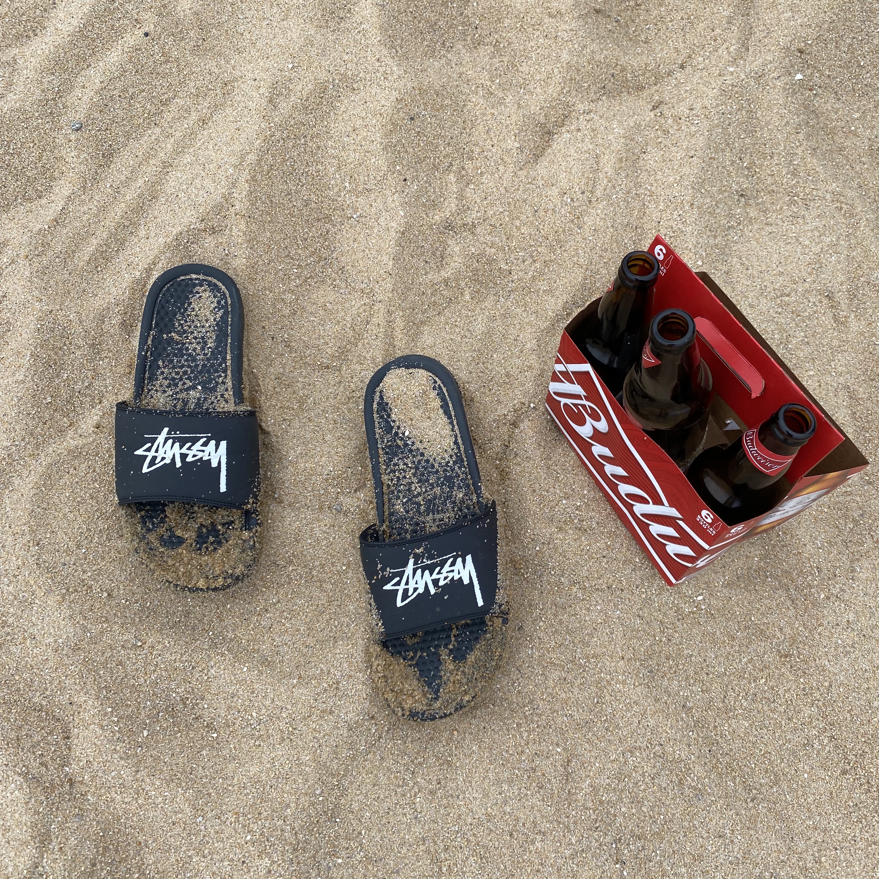Nike x Stussy Benassi Slide Off Noir 착용 스타일