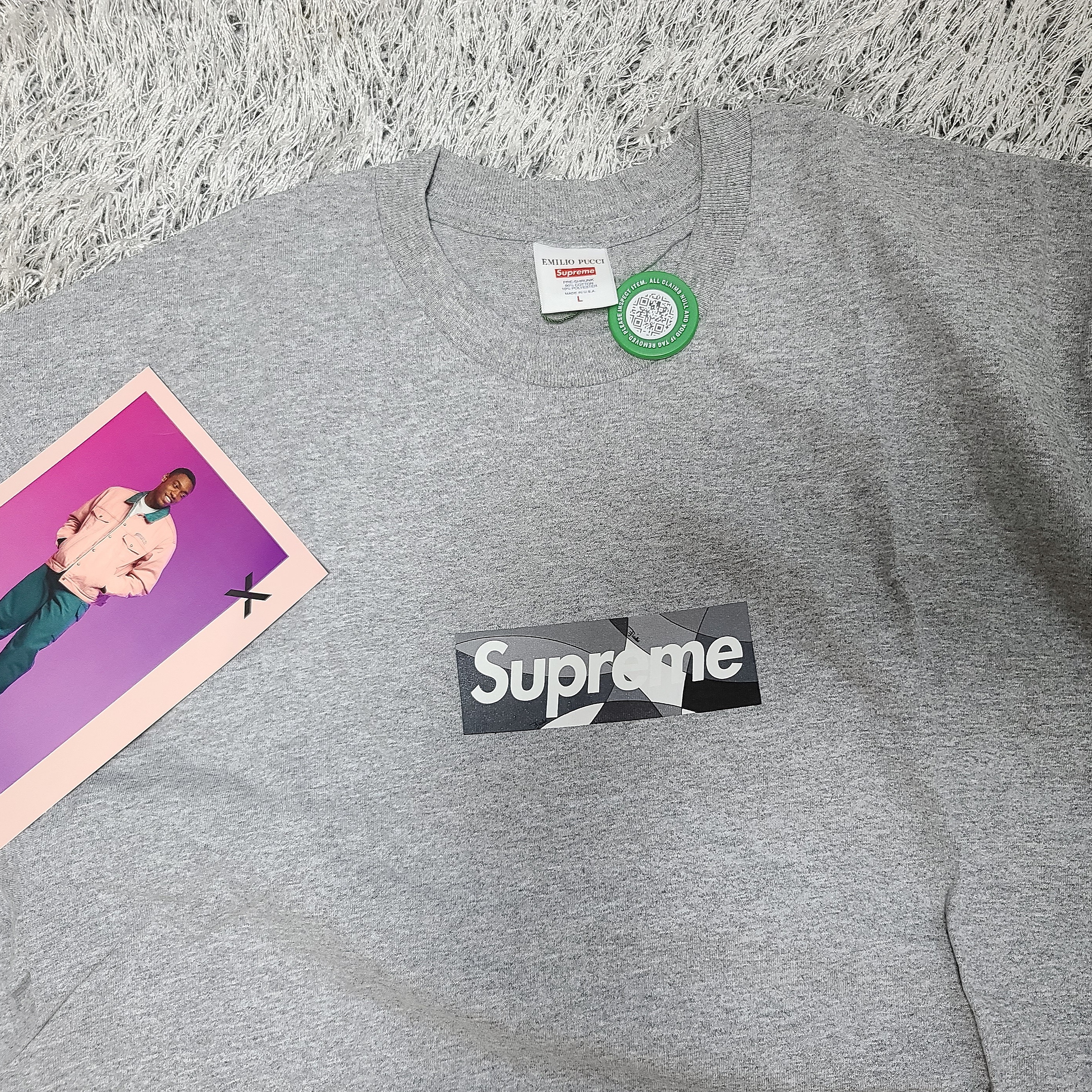 Supreme x Emilio Pucci Box Logo T-Shirt Heather Grey Black - 21SS 착용 스타일