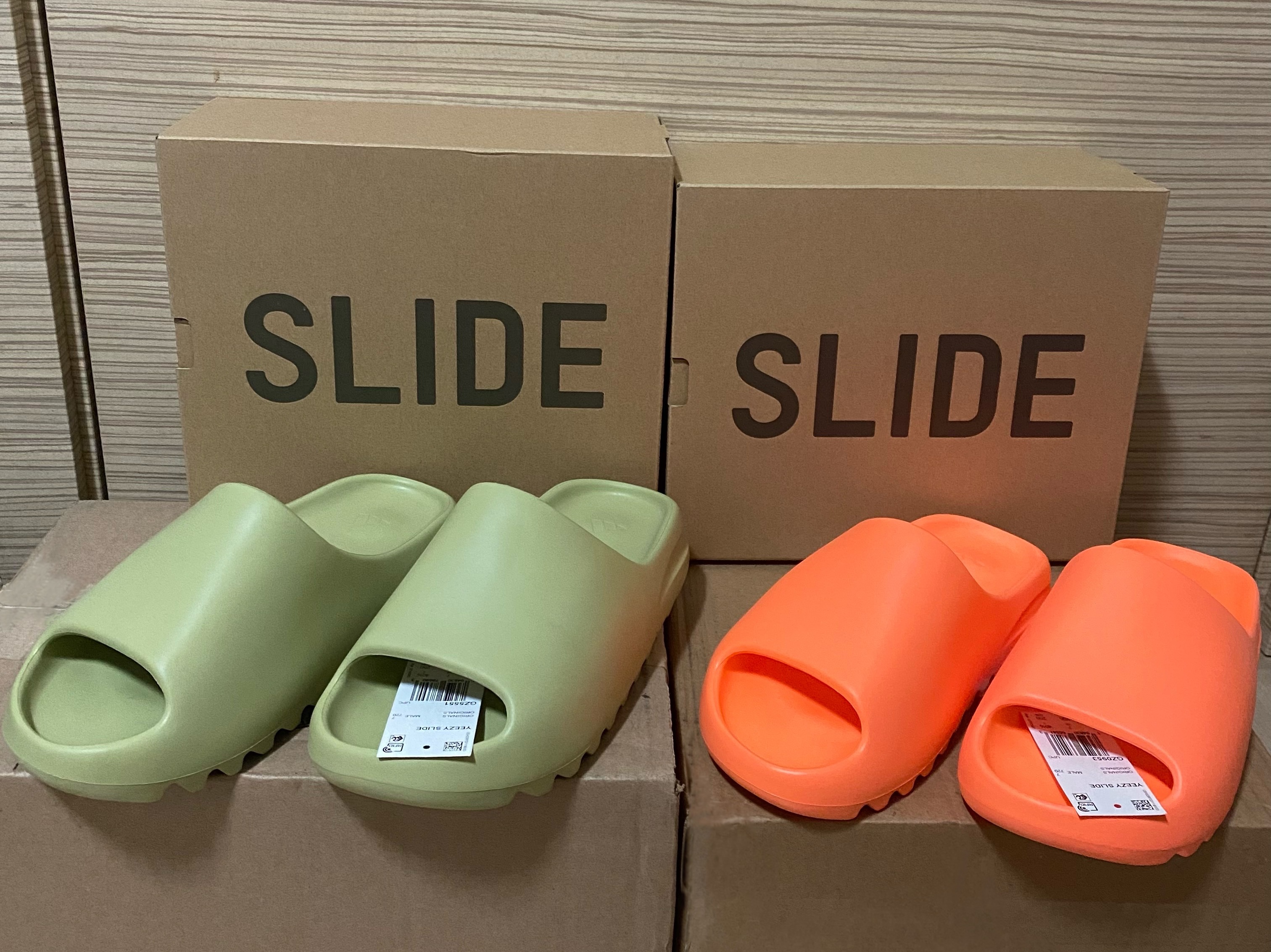 Adidas Yeezy Slide Enflame Orange, Adidas Yeezy Slide Resin 2021 착용 스타일