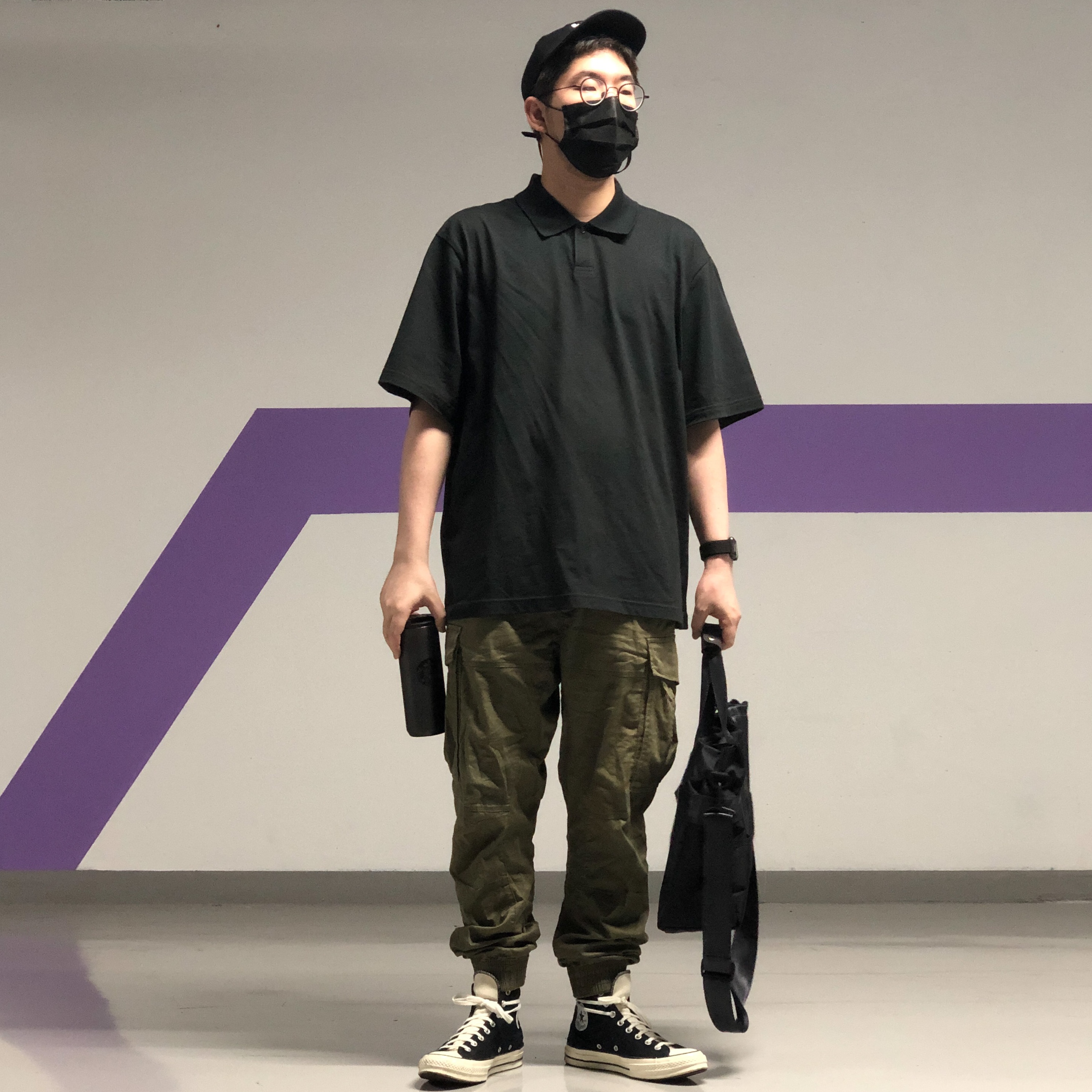 Essentials Short Sleeve Polo Black - 21SS, Converse x Fear of God Essentials Chuck 70 Hi Black 2020 착용 스타일