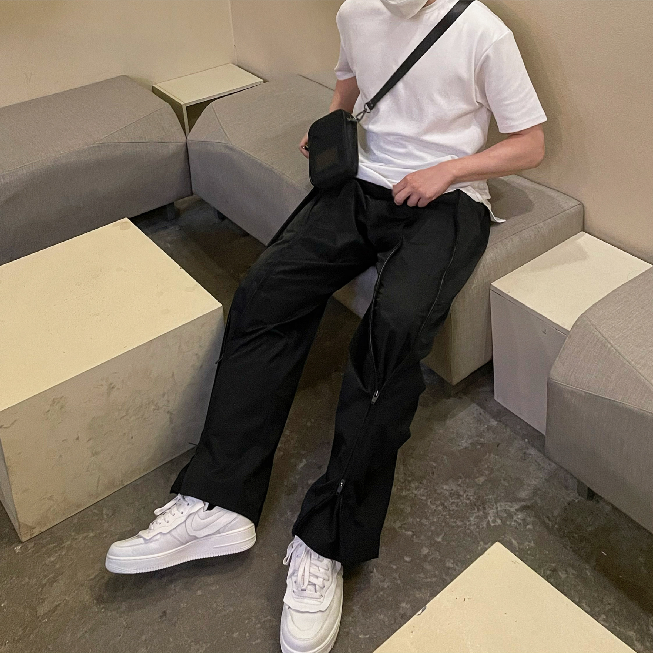 Nike x Comme des Garcons Homme Plus Air Force Mid White 착용 스타일 - 4