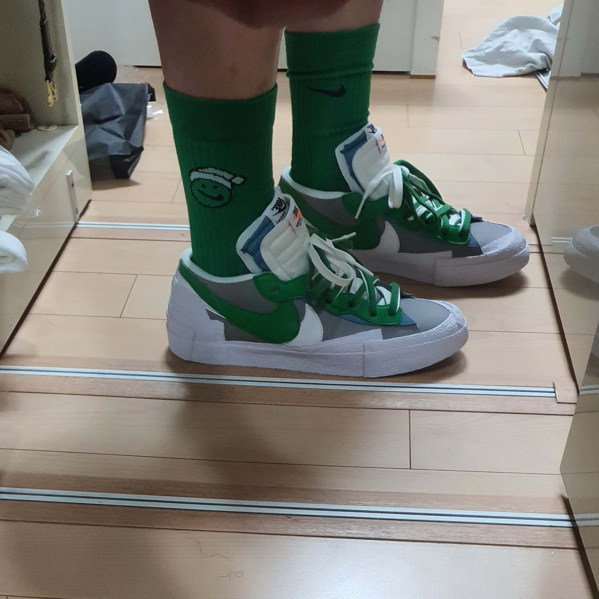 Nike x Sacai Blazer Low Classic Green 착용 스타일