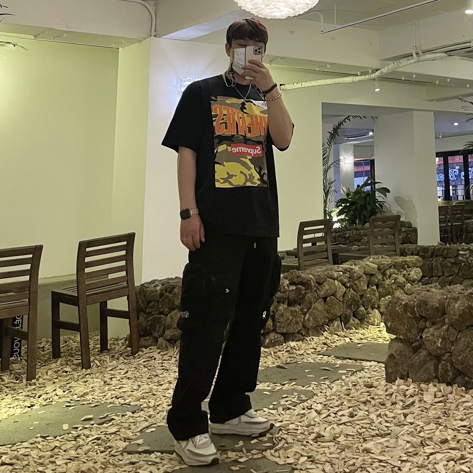 Nike x Sacai LDWaffle Summit White, Supreme Wheaties T-Shirt Black - 21SS 착용 스타일