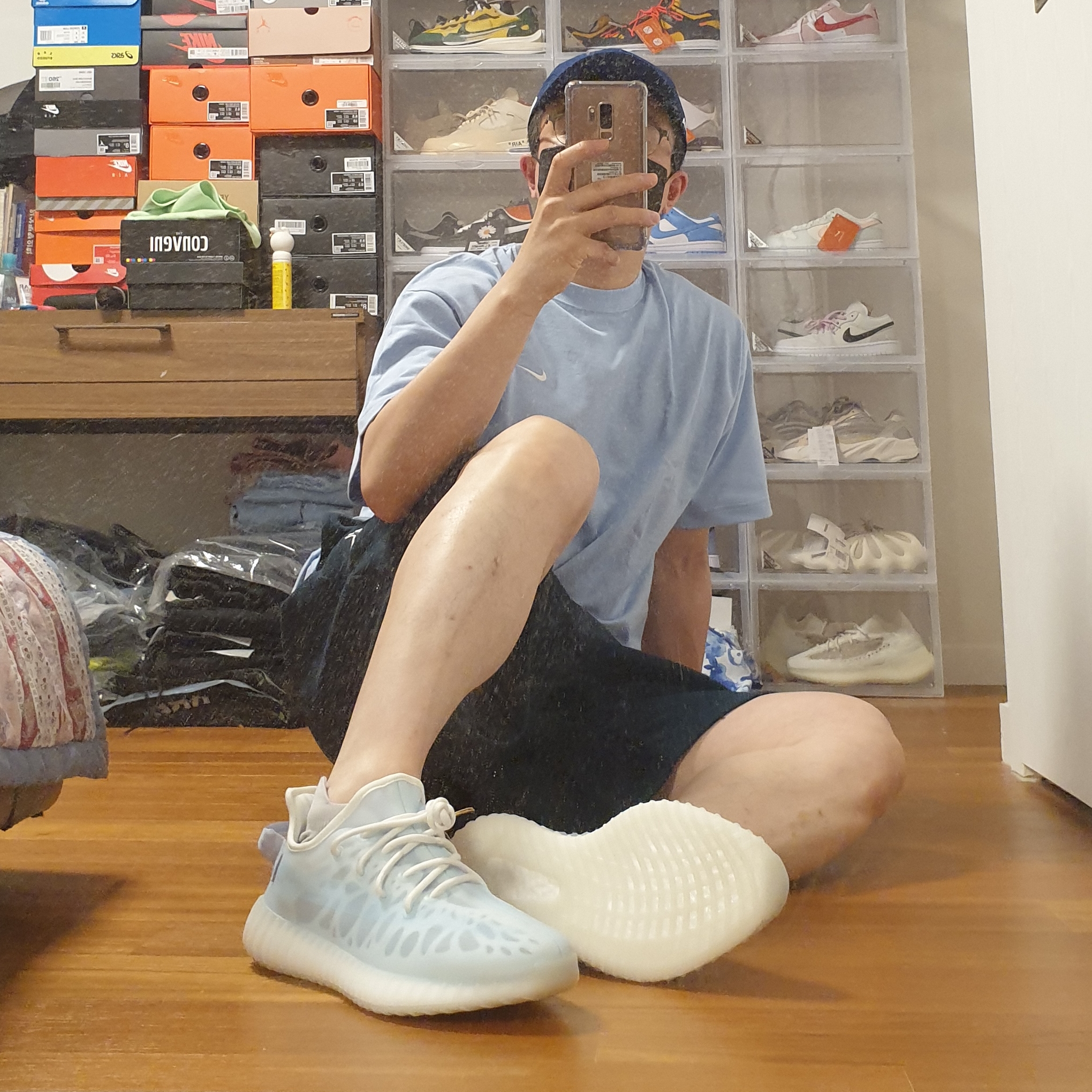 Nike x Drake Nocta Cardinal Stock Essential Cap Navy, Nike NRG Solo Swoosh T-Shirt Psychic Blue - US/EU 착용 스타일 - 4