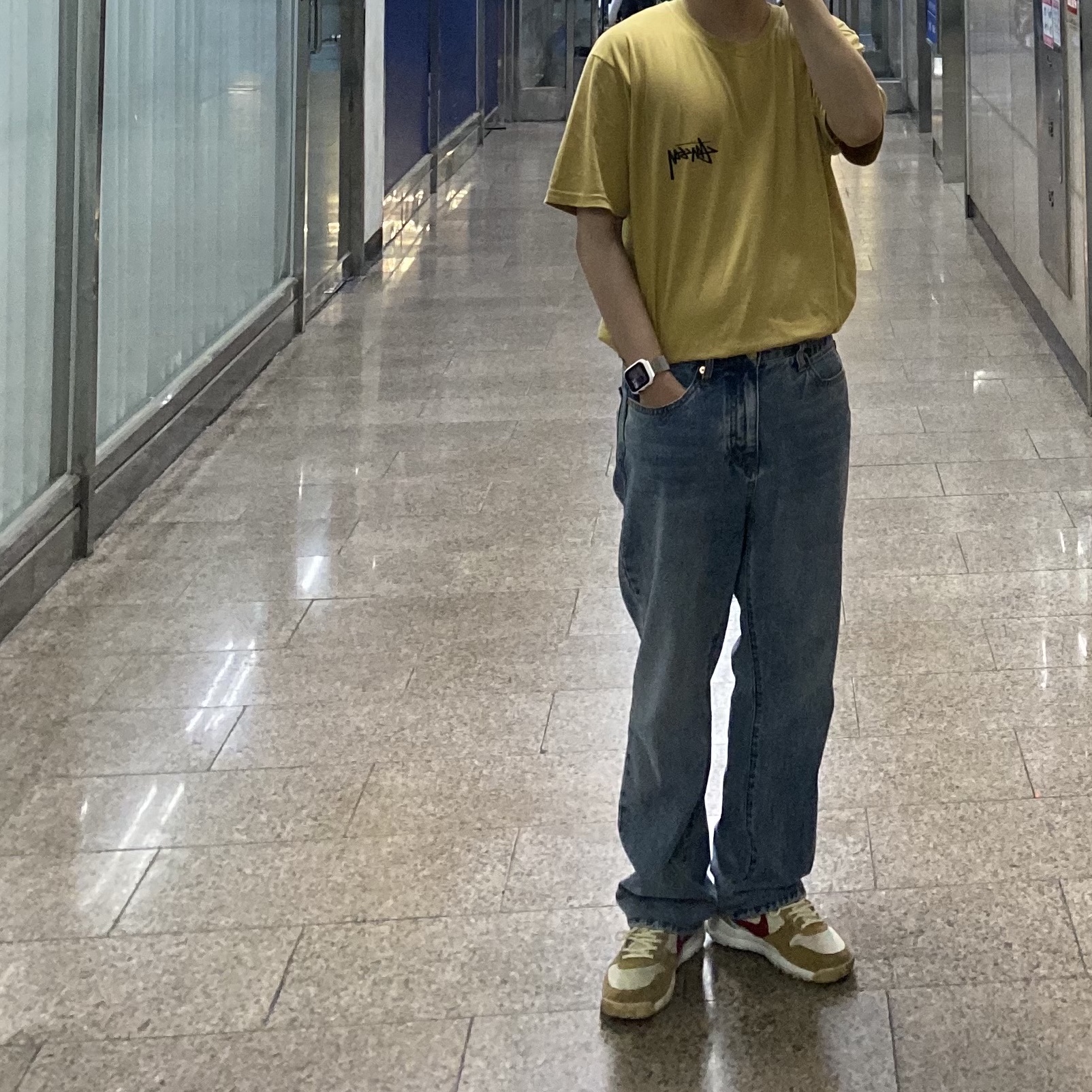 Nike x Tom Sachs Mars Yard Shoe 2.0 Space Camp, Stussy Big Link T-Shirt Khaki 착용 스타일